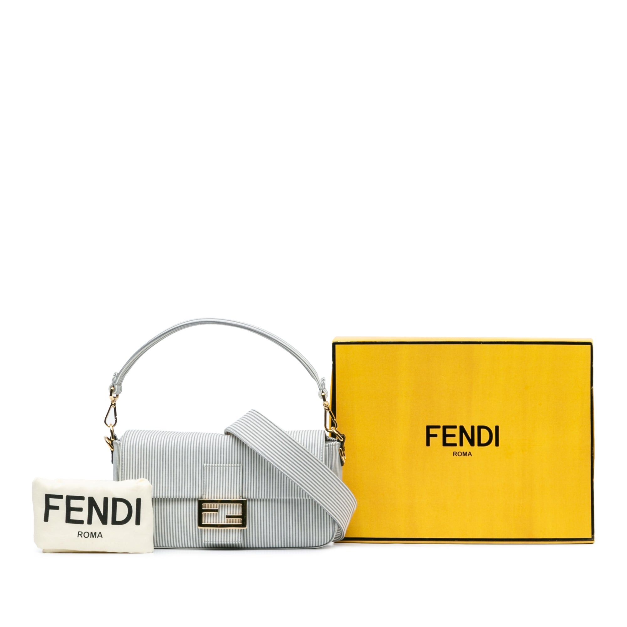 Fendi Fendi Striped Jersey Baguette Satchel White Size ONE SIZE - 10 Thumbnail