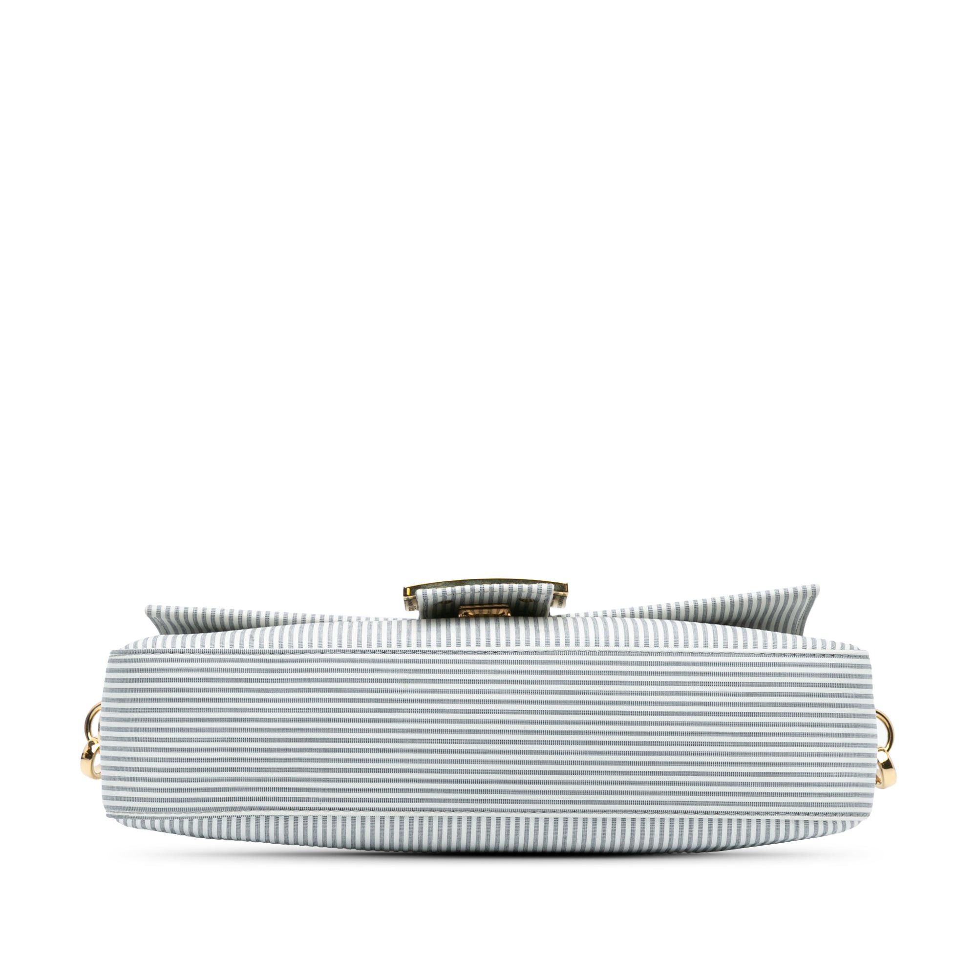 Fendi Fendi Striped Jersey Baguette Satchel White Size ONE SIZE - 3 Thumbnail