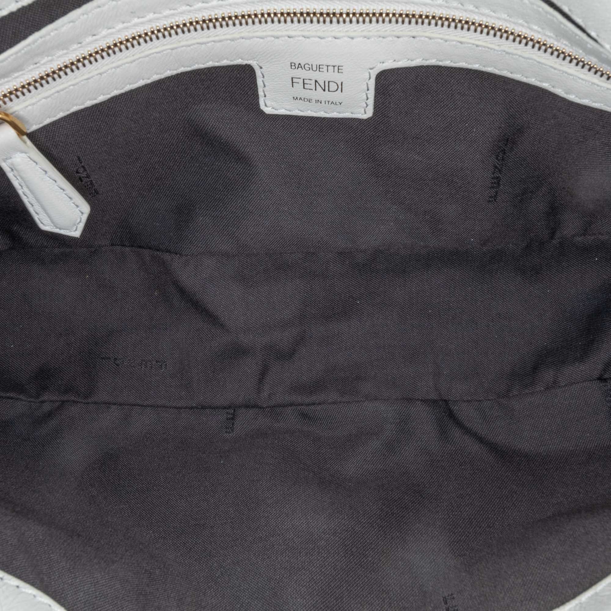 Fendi Fendi Zucca Embossed Baguette Satchel White Size ONE SIZE - 4 Thumbnail