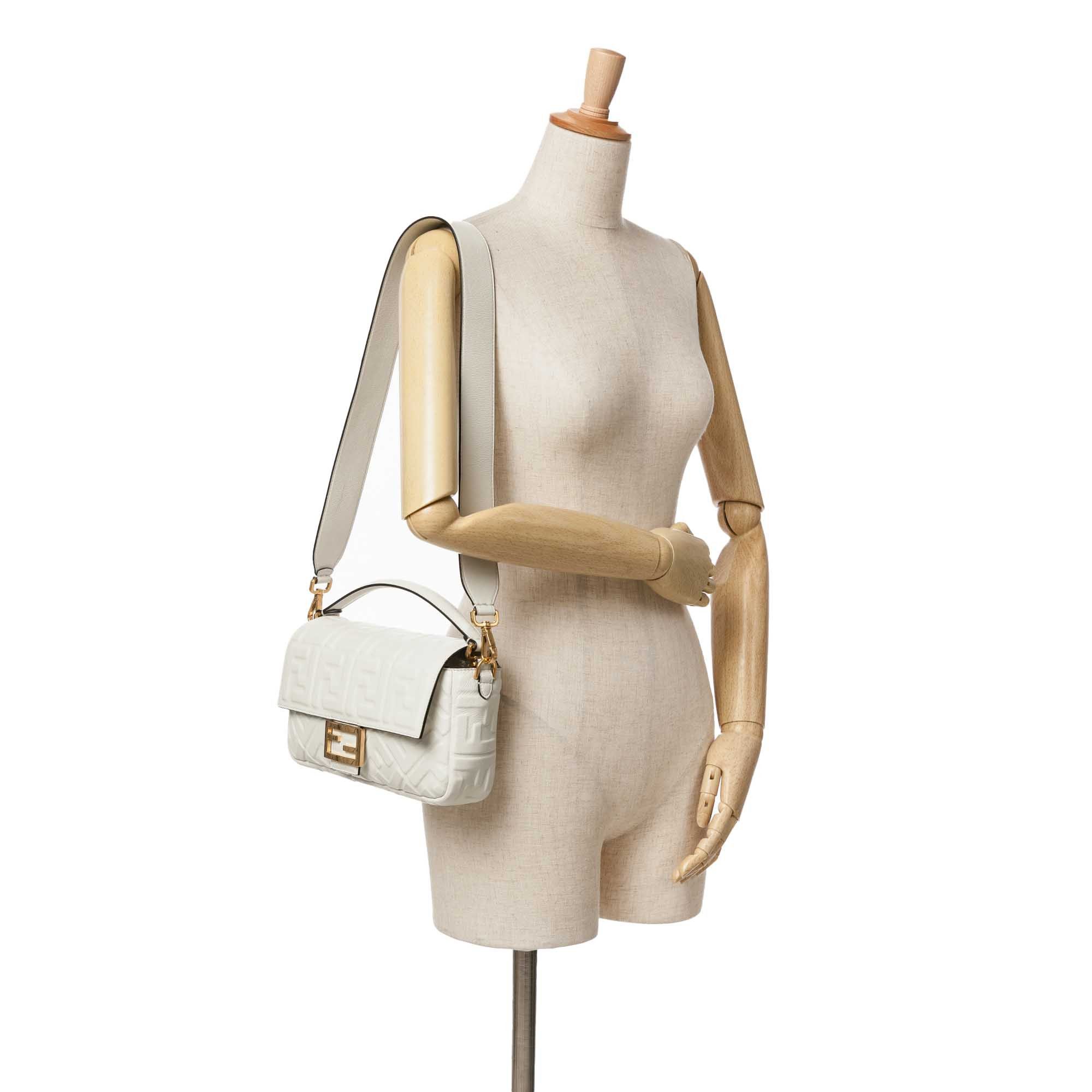 Fendi Fendi Zucca Embossed Baguette Satchel White Size ONE SIZE - 10 Thumbnail