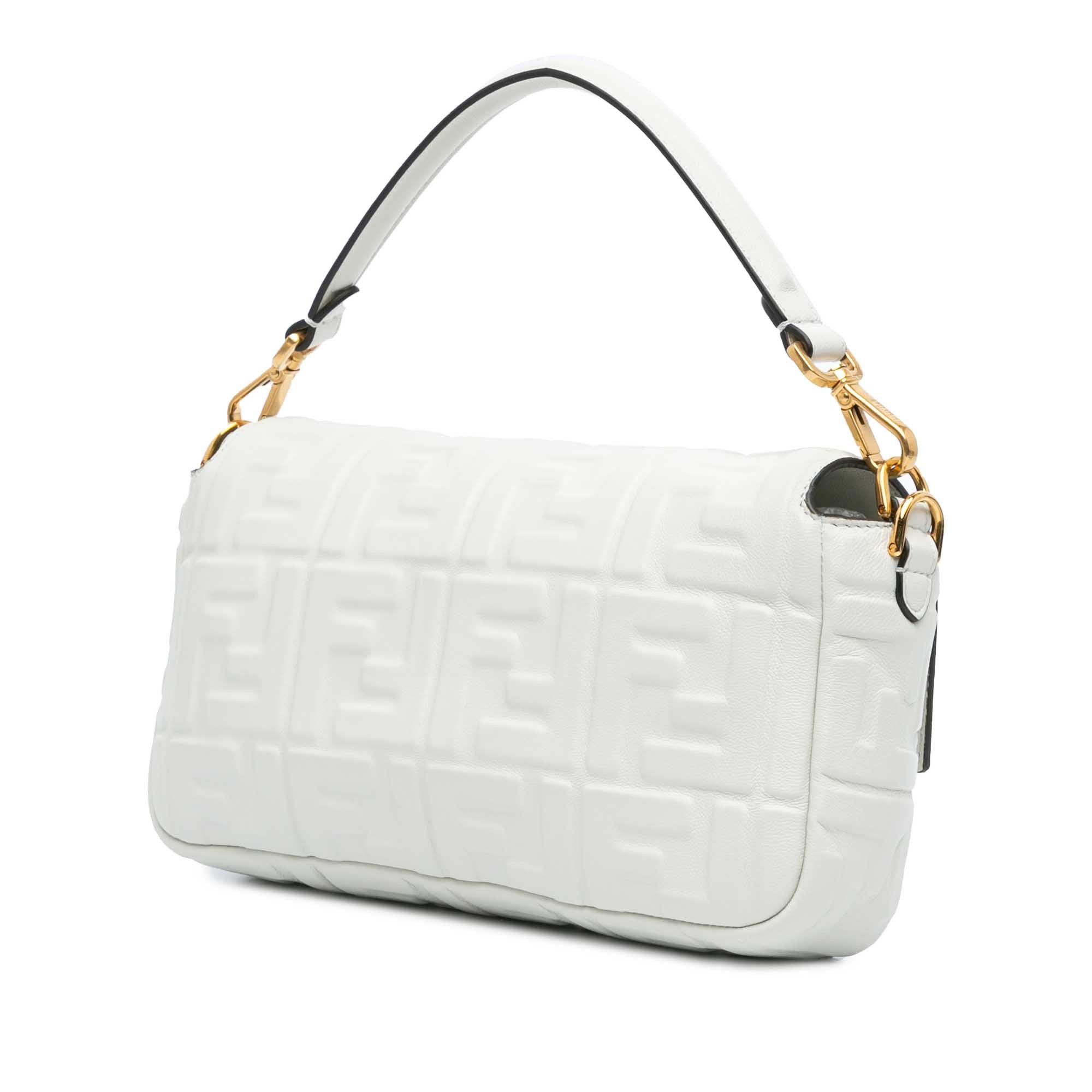 Fendi Fendi Zucca Embossed Baguette Satchel White Size ONE SIZE - 2 Thumbnail