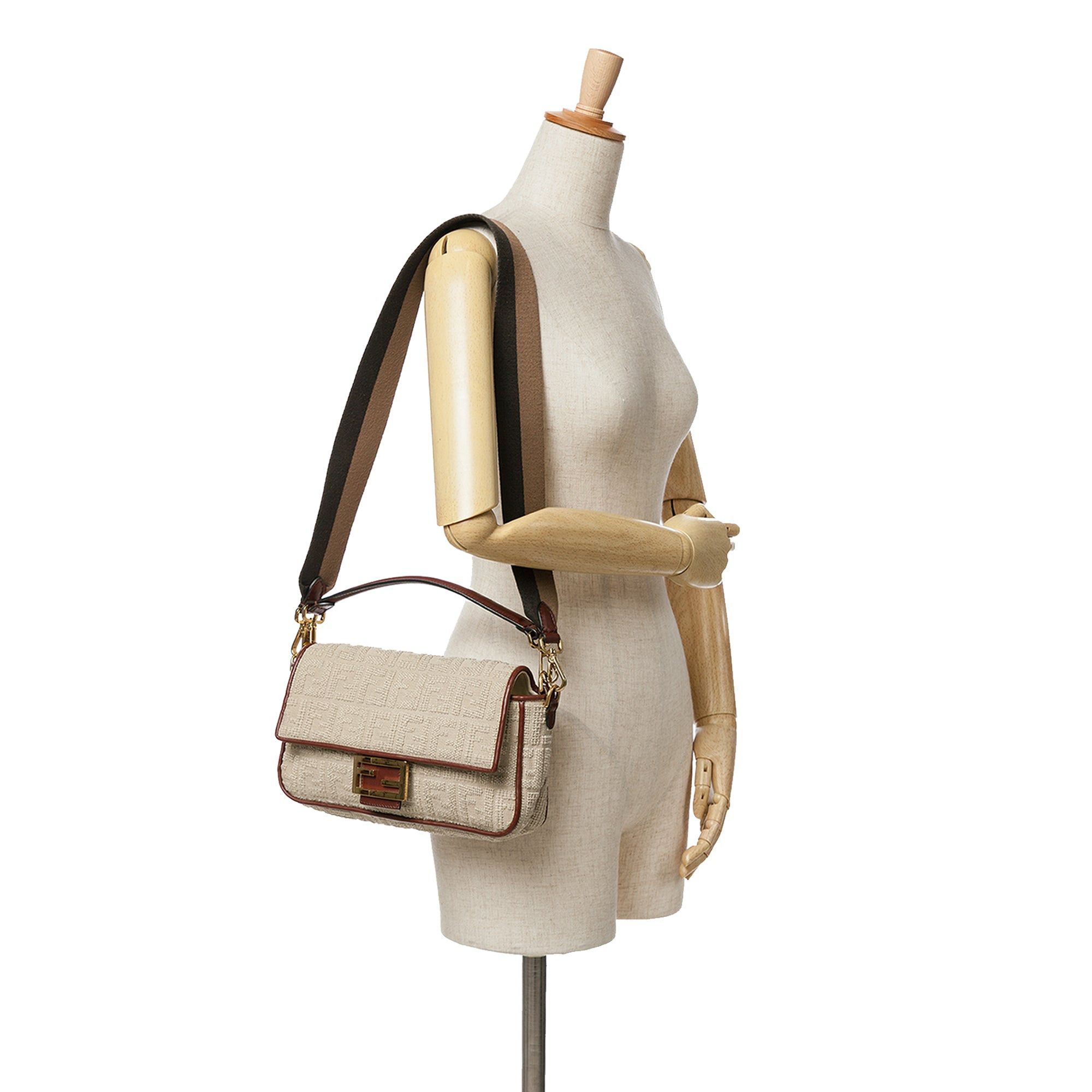 Fendi Fendi Zucca Embroidered Canvas Baguette Satchel Brown Size ONE SIZE - 9 Thumbnail