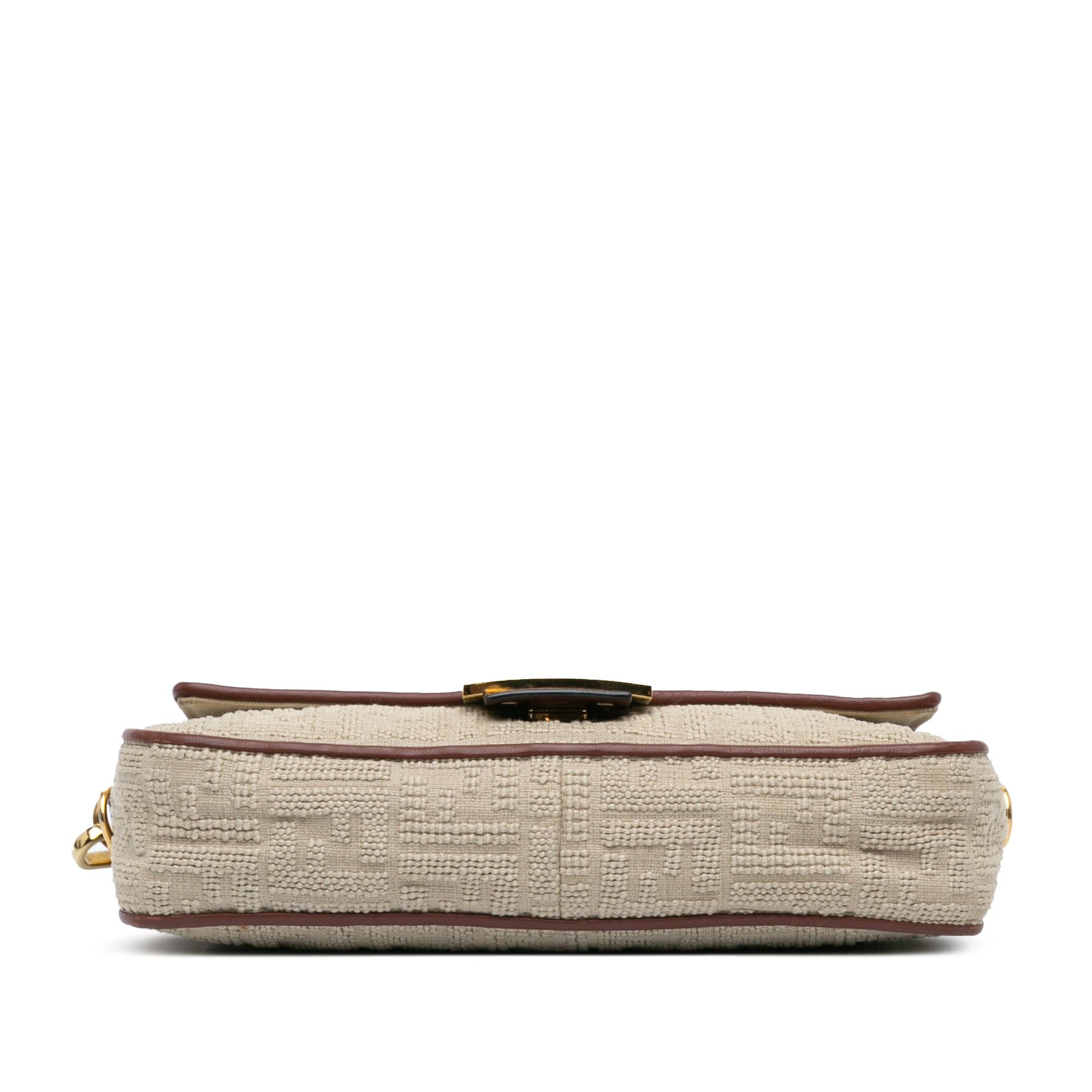 Fendi Fendi Zucca Embroidered Canvas Baguette Satchel Brown Size ONE SIZE - 3 Thumbnail