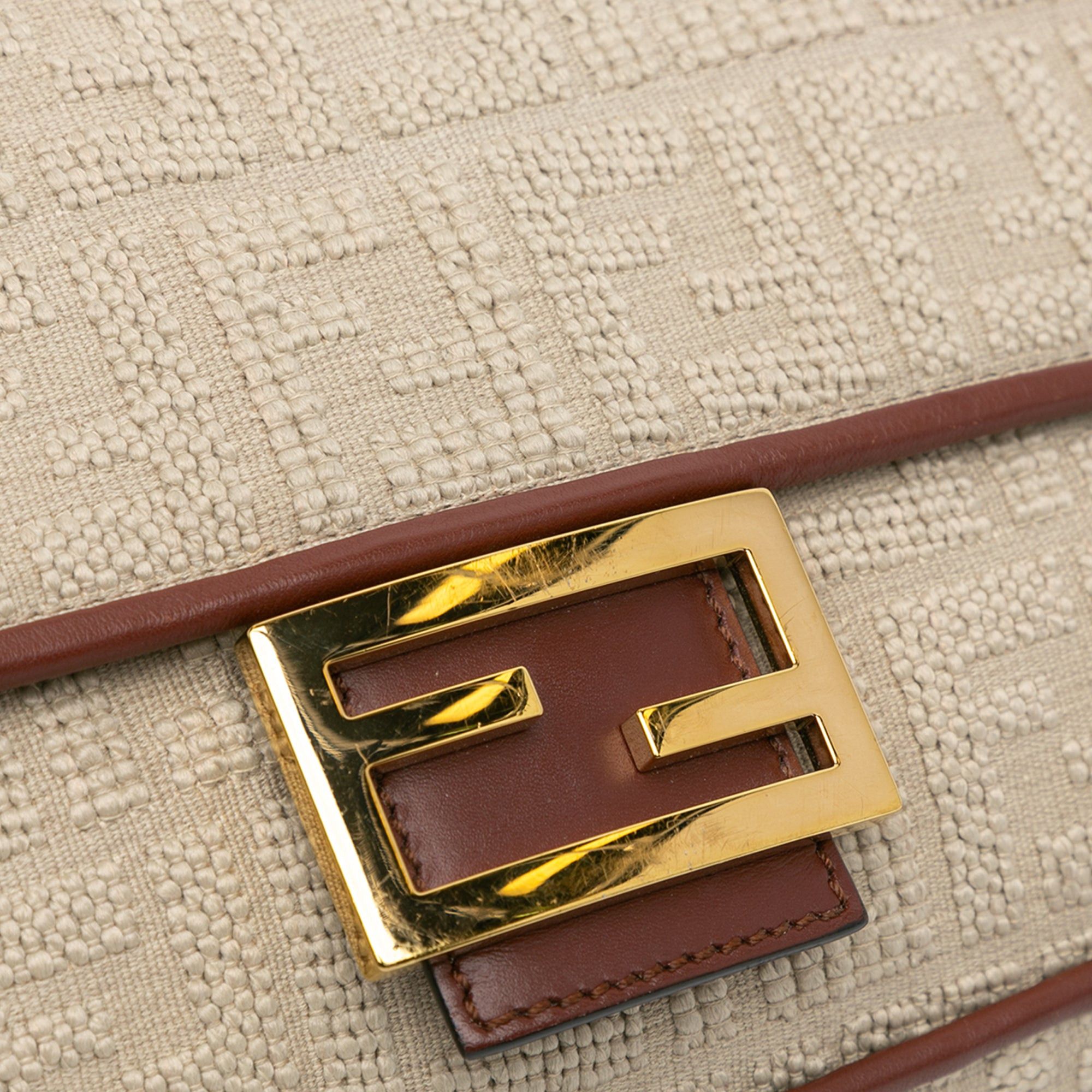 Fendi Fendi Zucca Embroidered Canvas Baguette Satchel Brown Size ONE SIZE - 6 Thumbnail