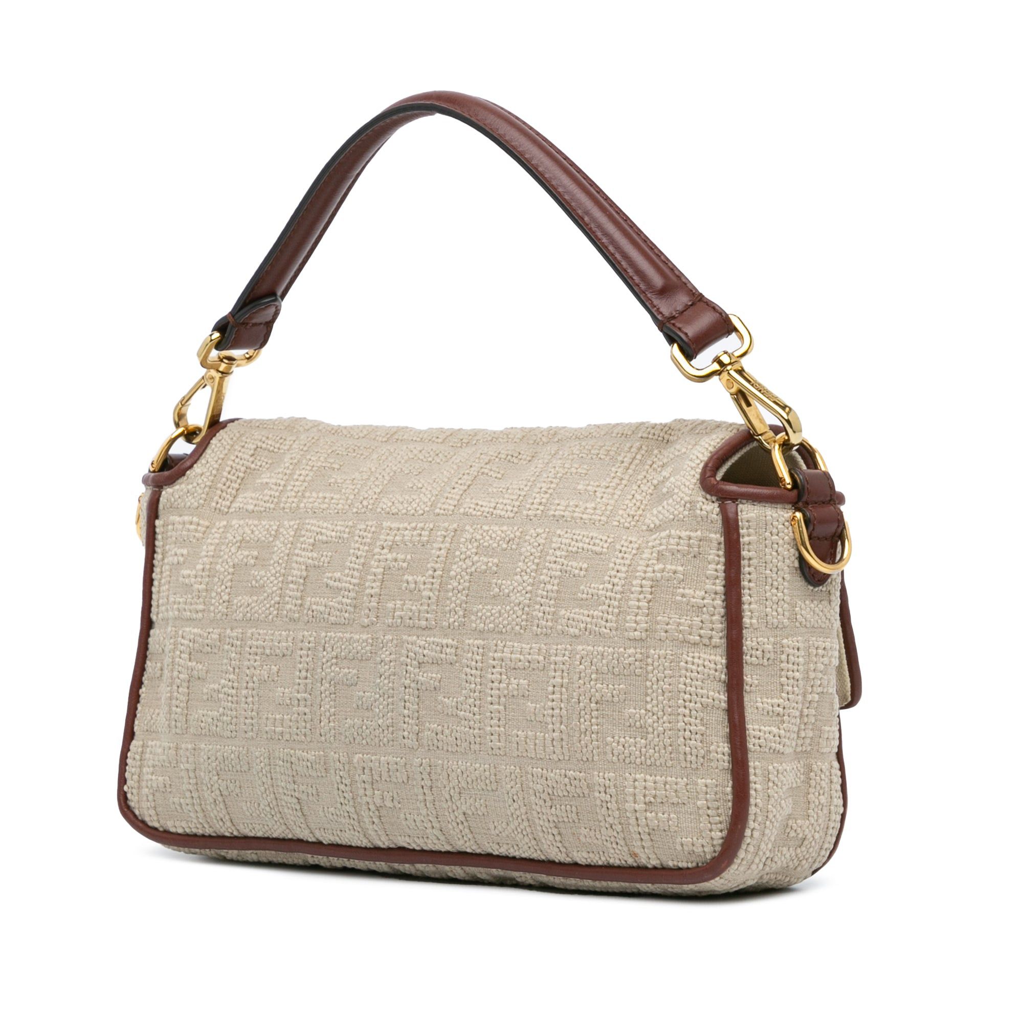 Fendi Fendi Zucca Embroidered Canvas Baguette Satchel Brown Size ONE SIZE - 2 Thumbnail
