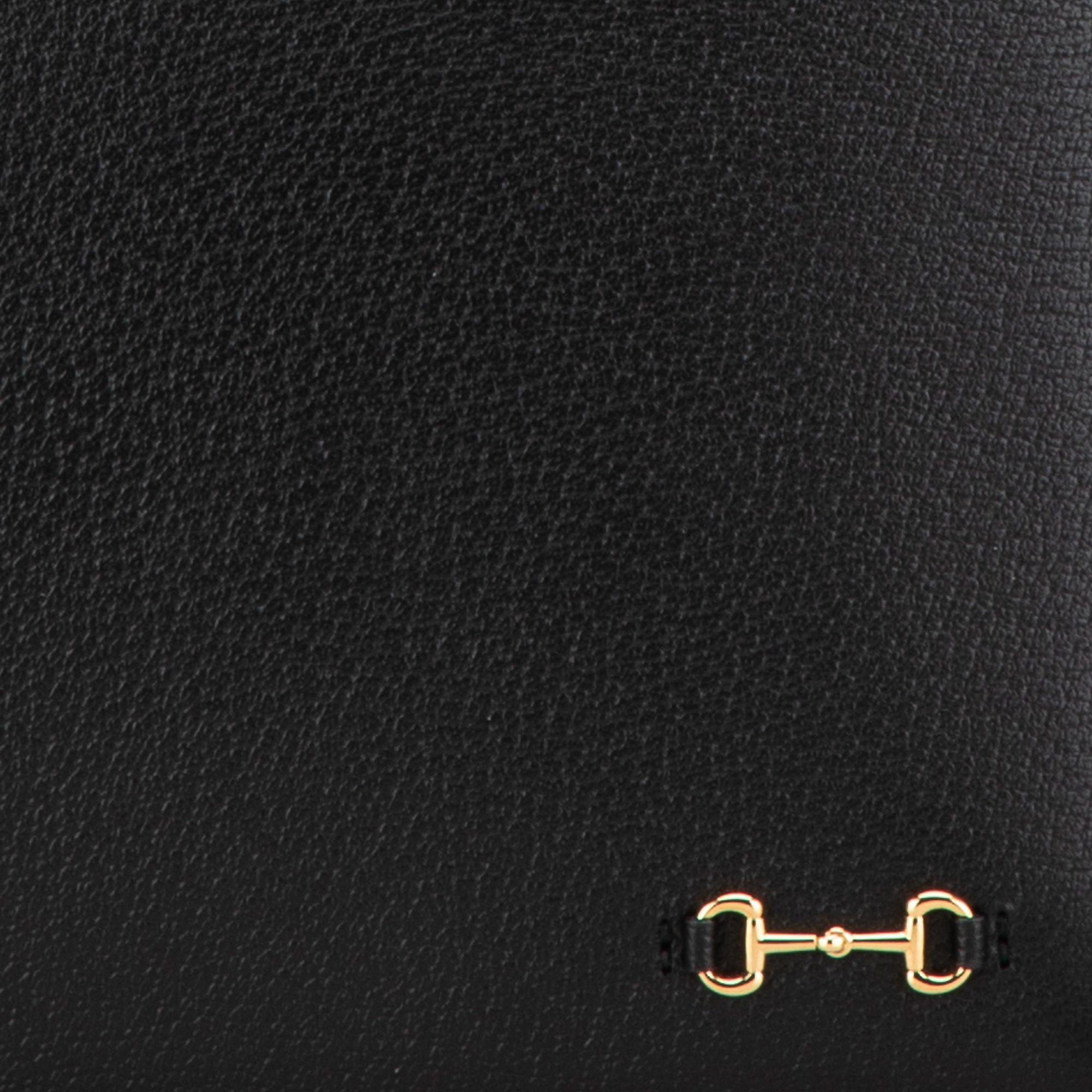 Gucci Gucci Leather Horsebit 1955 Zip Clutch Black Size ONE SIZE - 7 Thumbnail