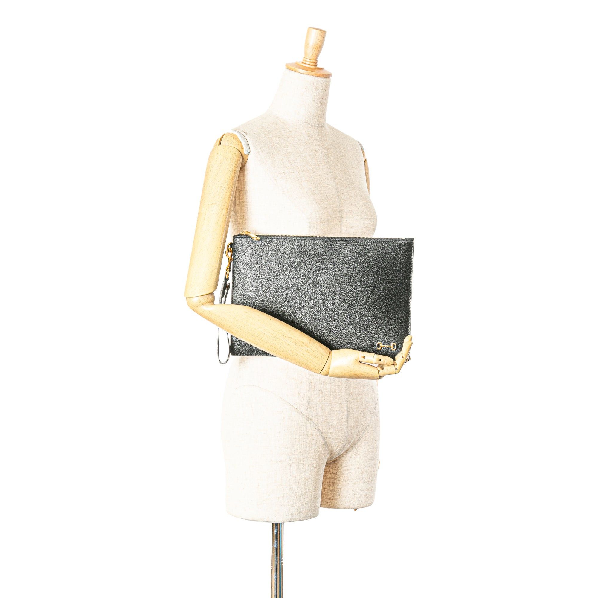 Gucci Gucci Leather Horsebit 1955 Zip Clutch Black Size ONE SIZE - 8 Thumbnail
