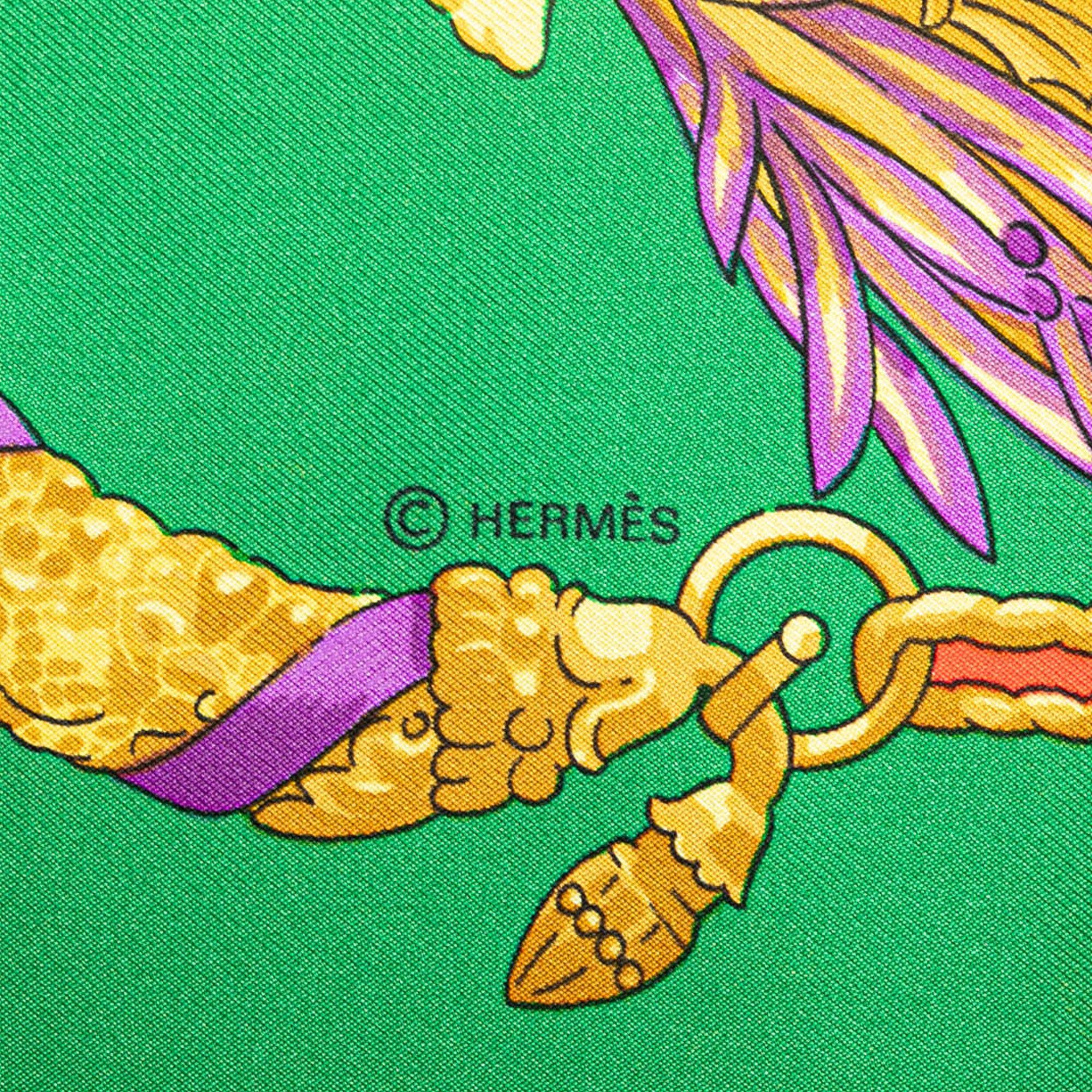 Hermes Hermès Hommage a Charles Garnier Silk Scarf Green Size ONE SIZE - 5 Thumbnail
