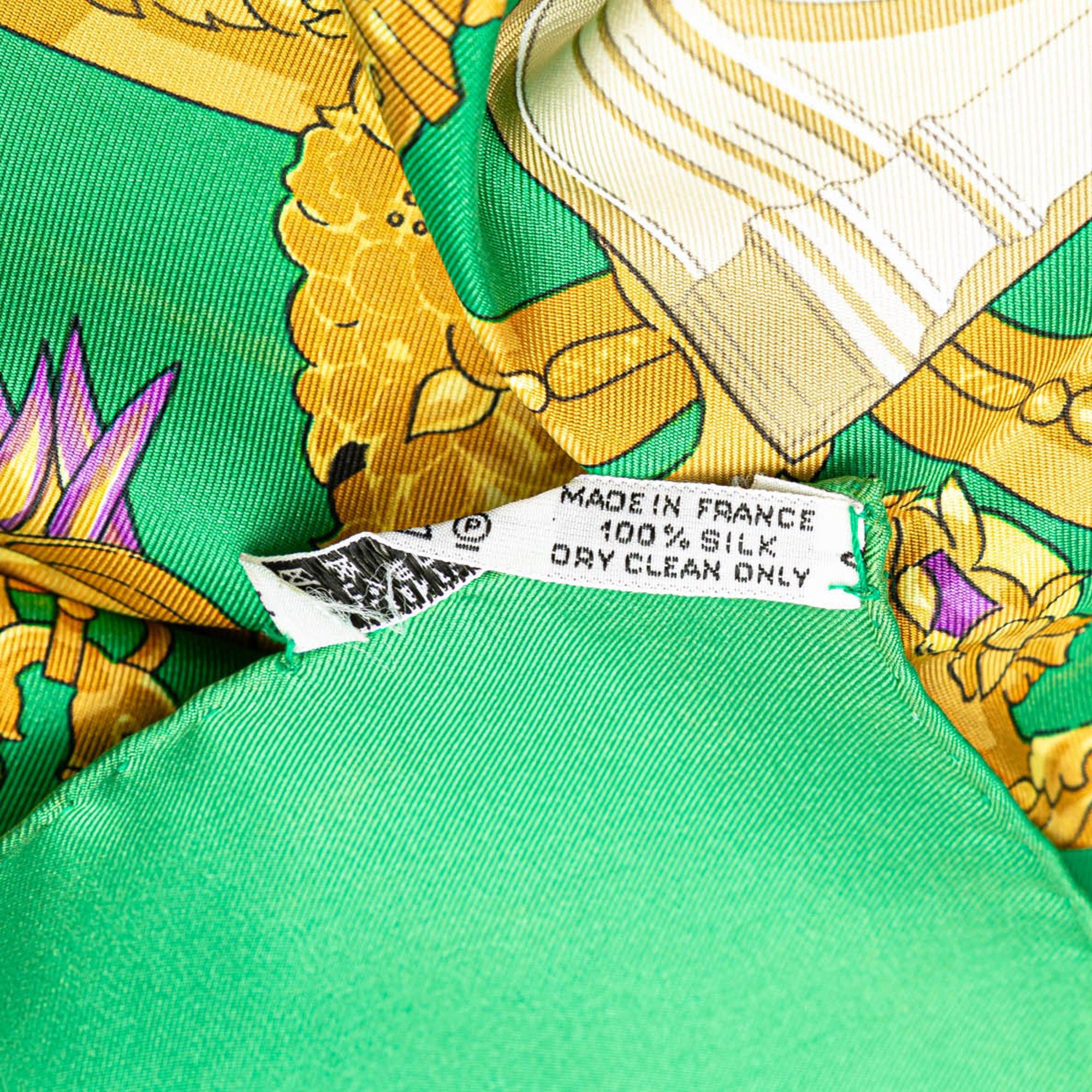 Hermes Hermès Hommage a Charles Garnier Silk Scarf Green Size ONE SIZE - 4 Thumbnail