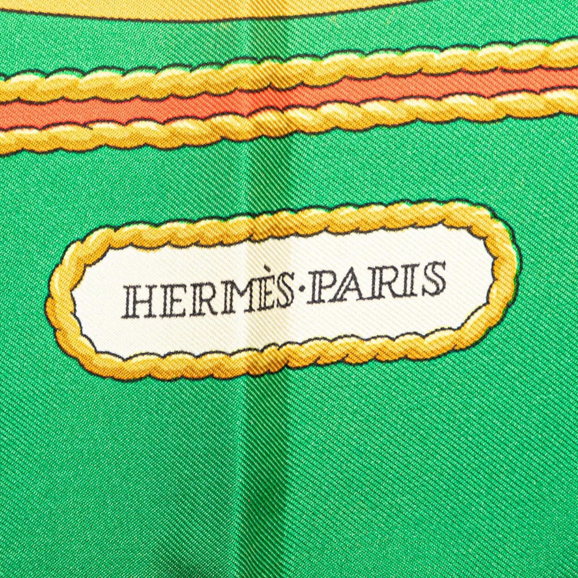 Hermes Hermès Hommage a Charles Garnier Silk Scarf Green Size ONE SIZE - 3 Thumbnail