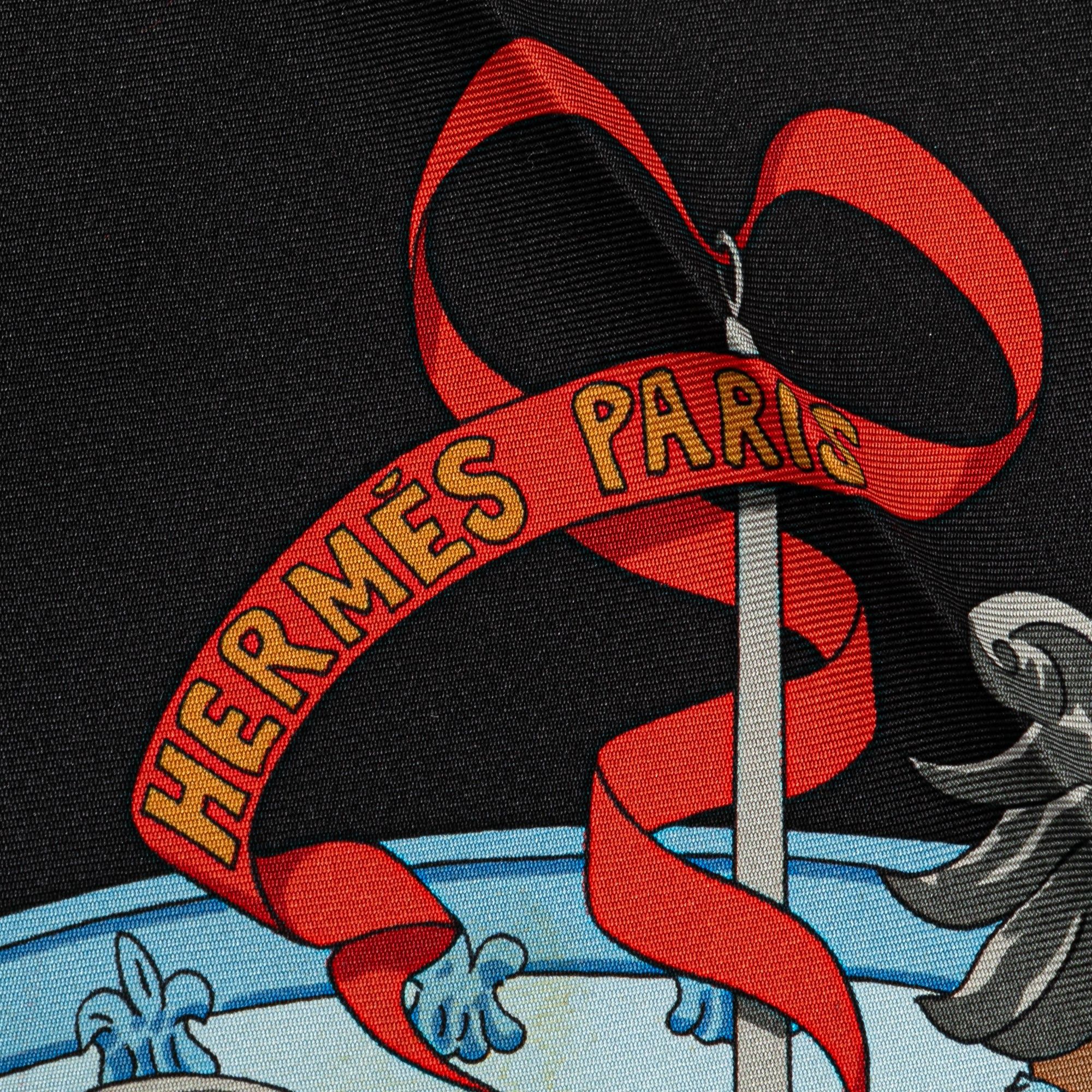 Hermes Hermès Musee Vivant du Cheval Chantilly Silk Scarf Black Size ONE SIZE - 3 Thumbnail