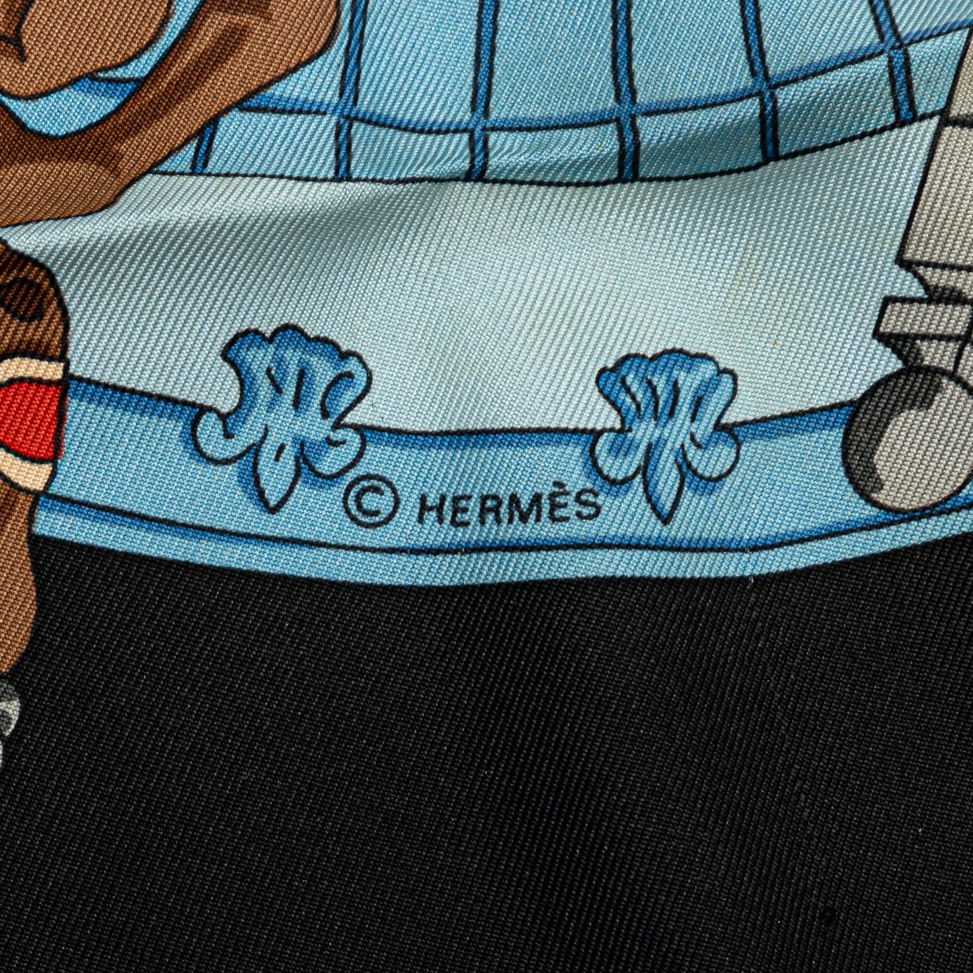 Hermes Hermès Musee Vivant du Cheval Chantilly Silk Scarf Black Size ONE SIZE - 4 Thumbnail