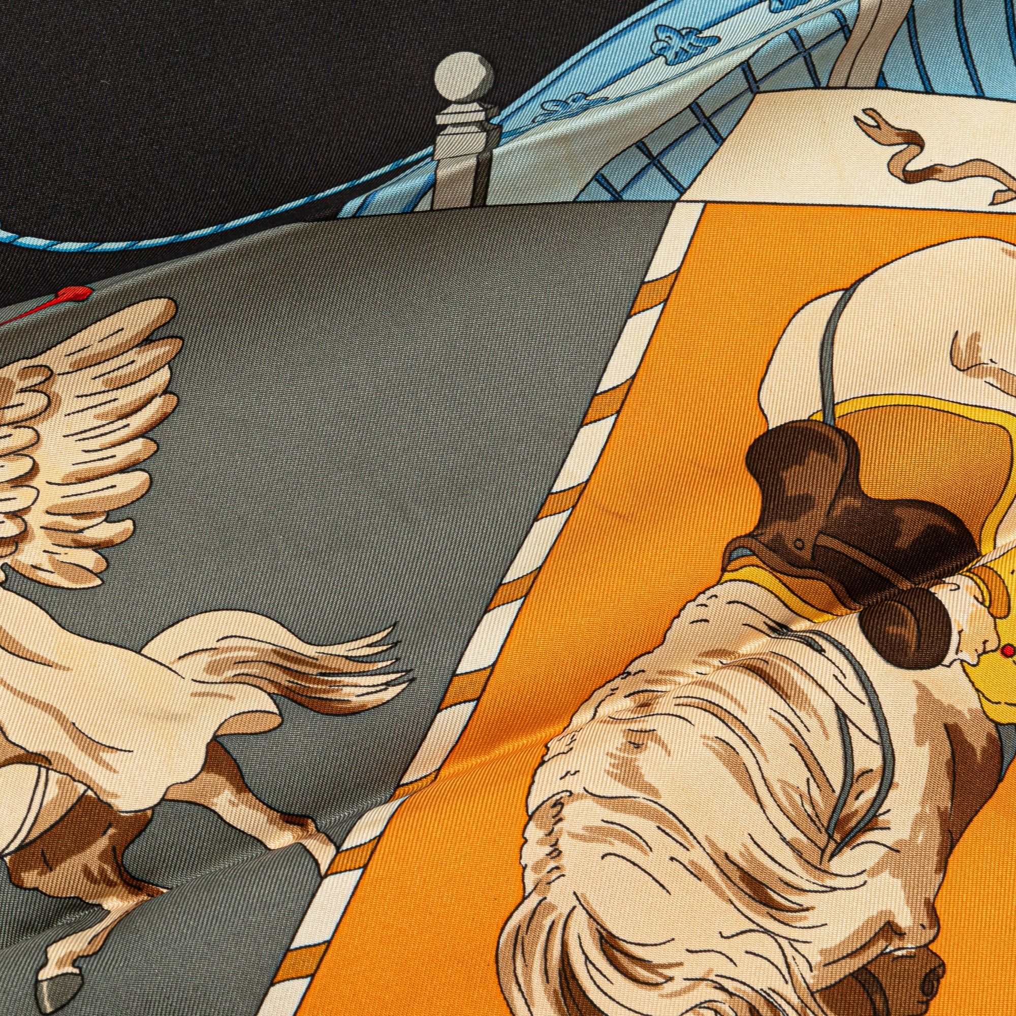 Hermes Hermès Musee Vivant du Cheval Chantilly Silk Scarf Black Size ONE SIZE - 6 Thumbnail