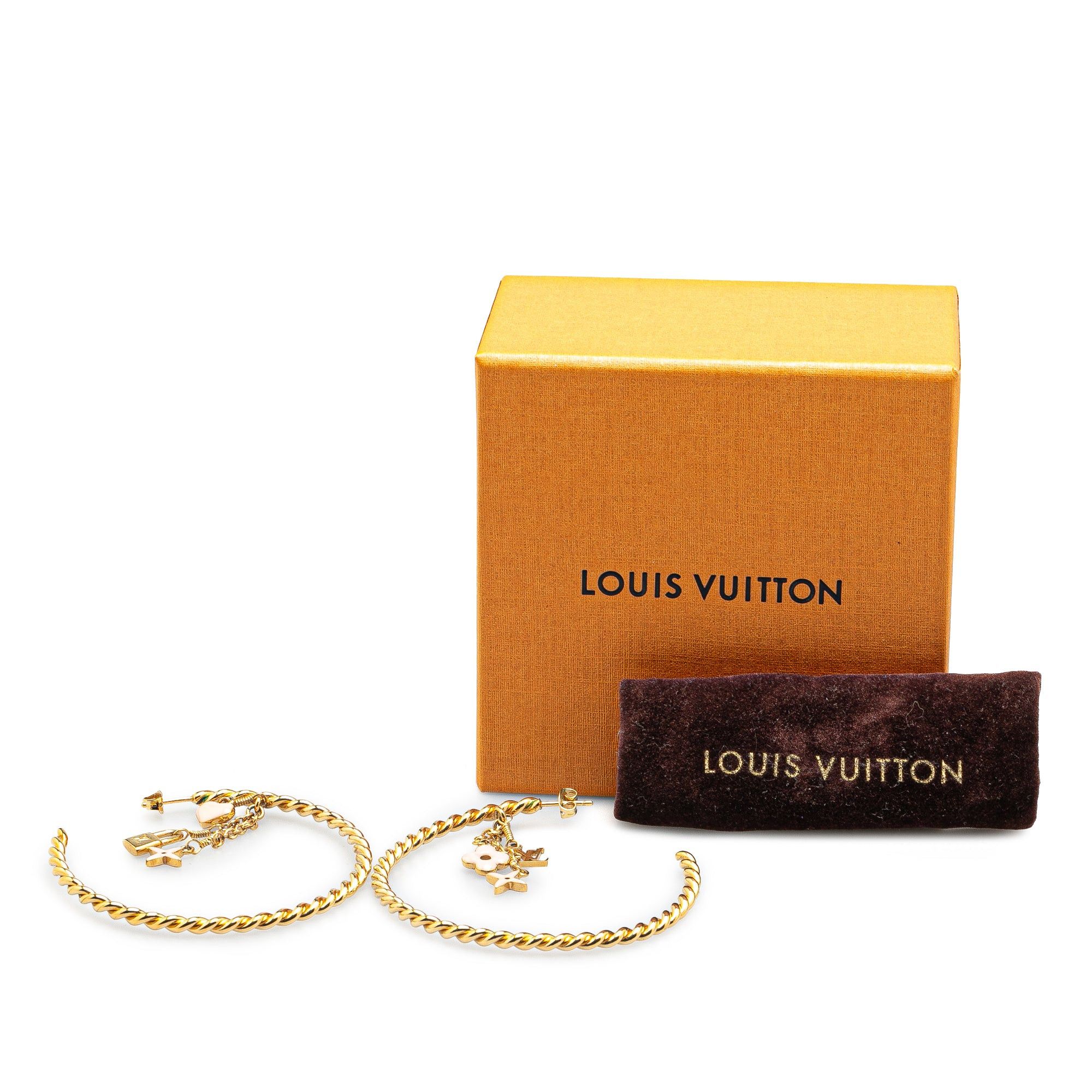 Louis Vuitton Louis Vuitton Gold Plated Sweet Monogram Creole Hoop Pierce Earrings Gold Size ONE SIZE - 4 Thumbnail