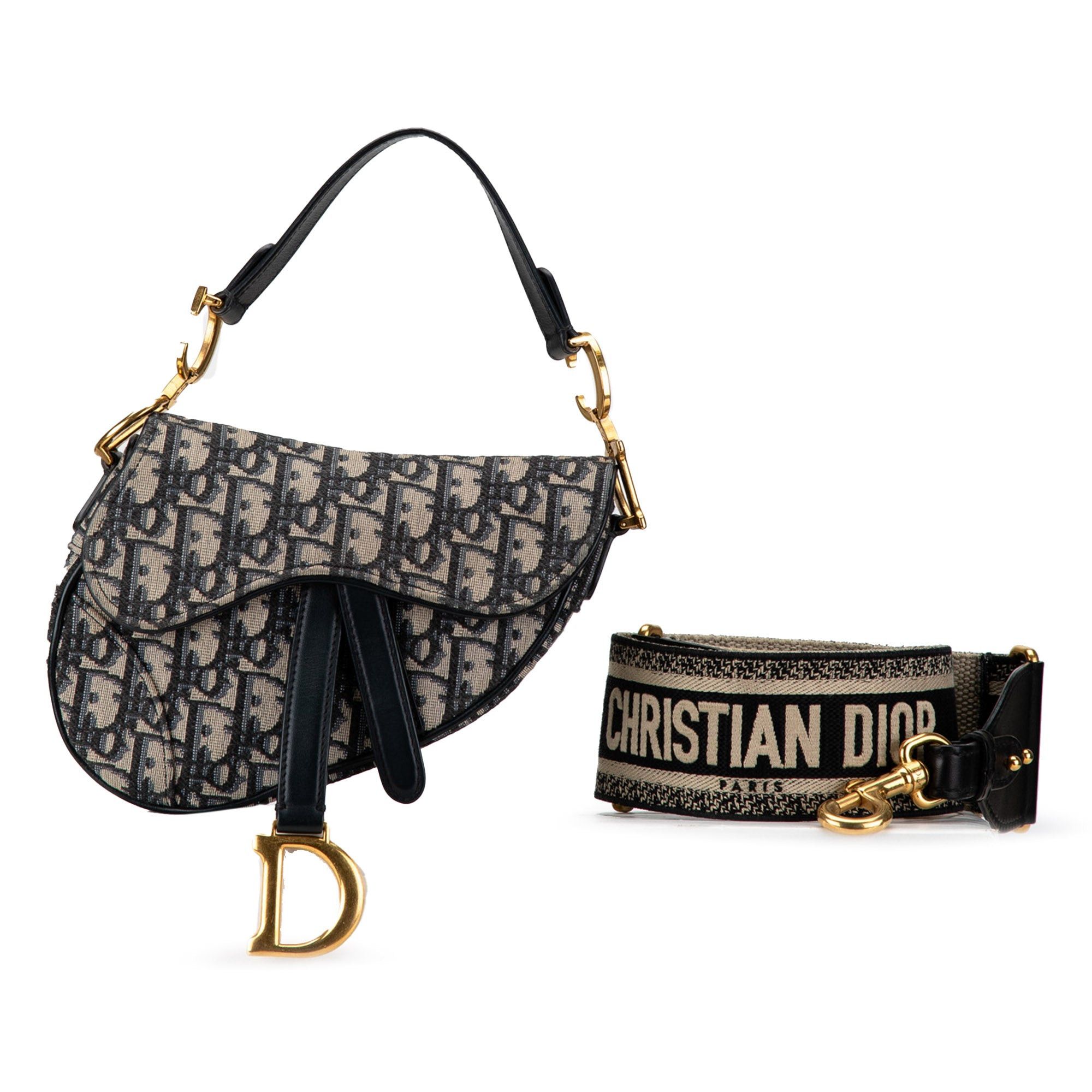 Dior Dior Mini Oblique Canvas Saddle Bag Blue Size ONE SIZE - 8 Thumbnail