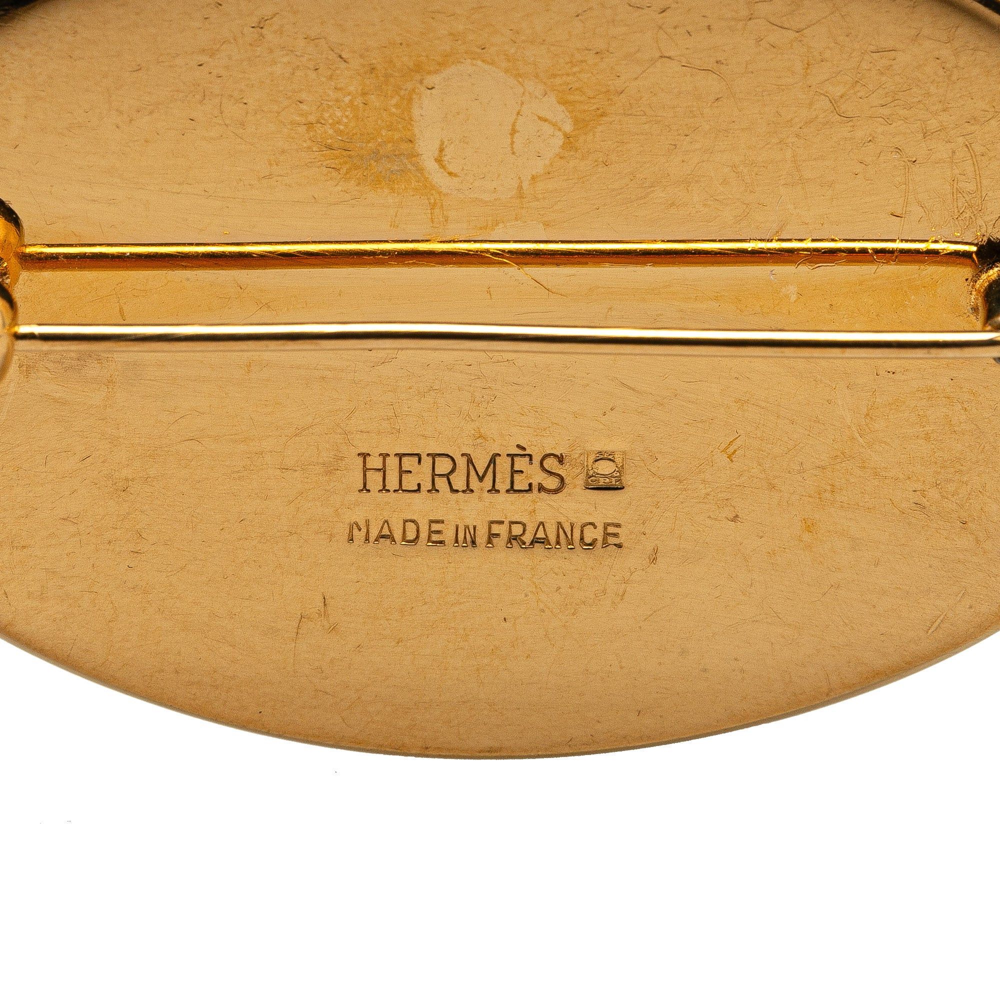 Hermes Hermès Gold Plated Enamel Cloisonne Brooch Gold Size ONE SIZE - 3 Thumbnail