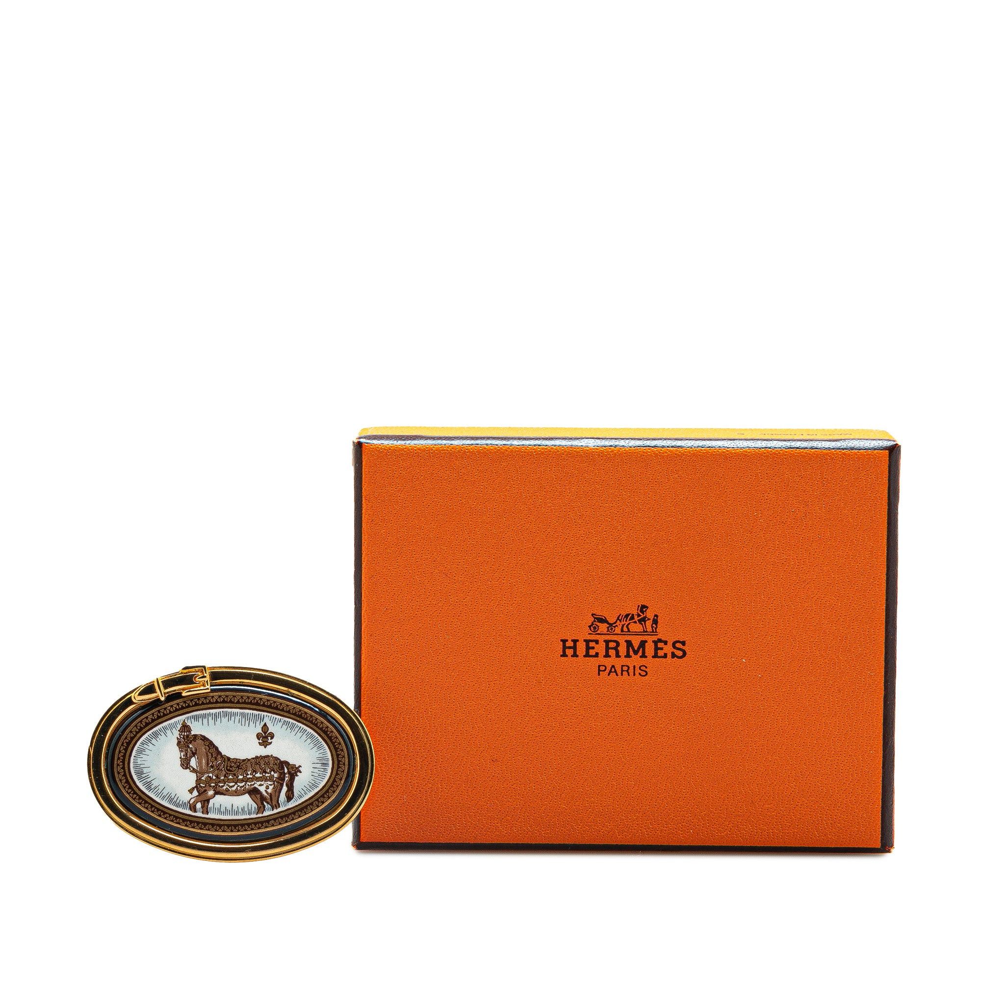 Hermes Hermès Gold Plated Enamel Cloisonne Brooch Gold Size ONE SIZE - 4 Thumbnail