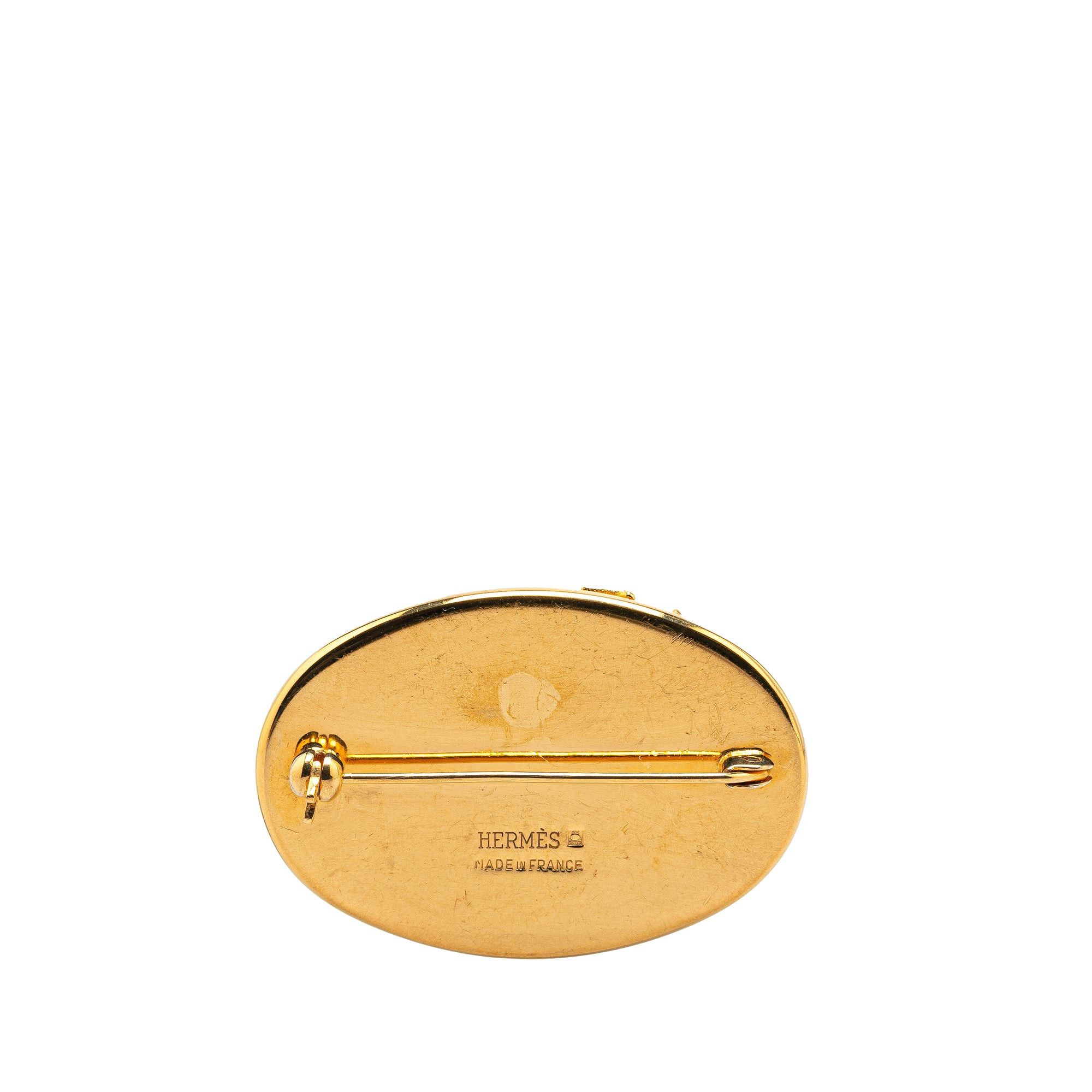 Hermes Hermès Gold Plated Enamel Cloisonne Brooch Gold Size ONE SIZE - 2 Thumbnail