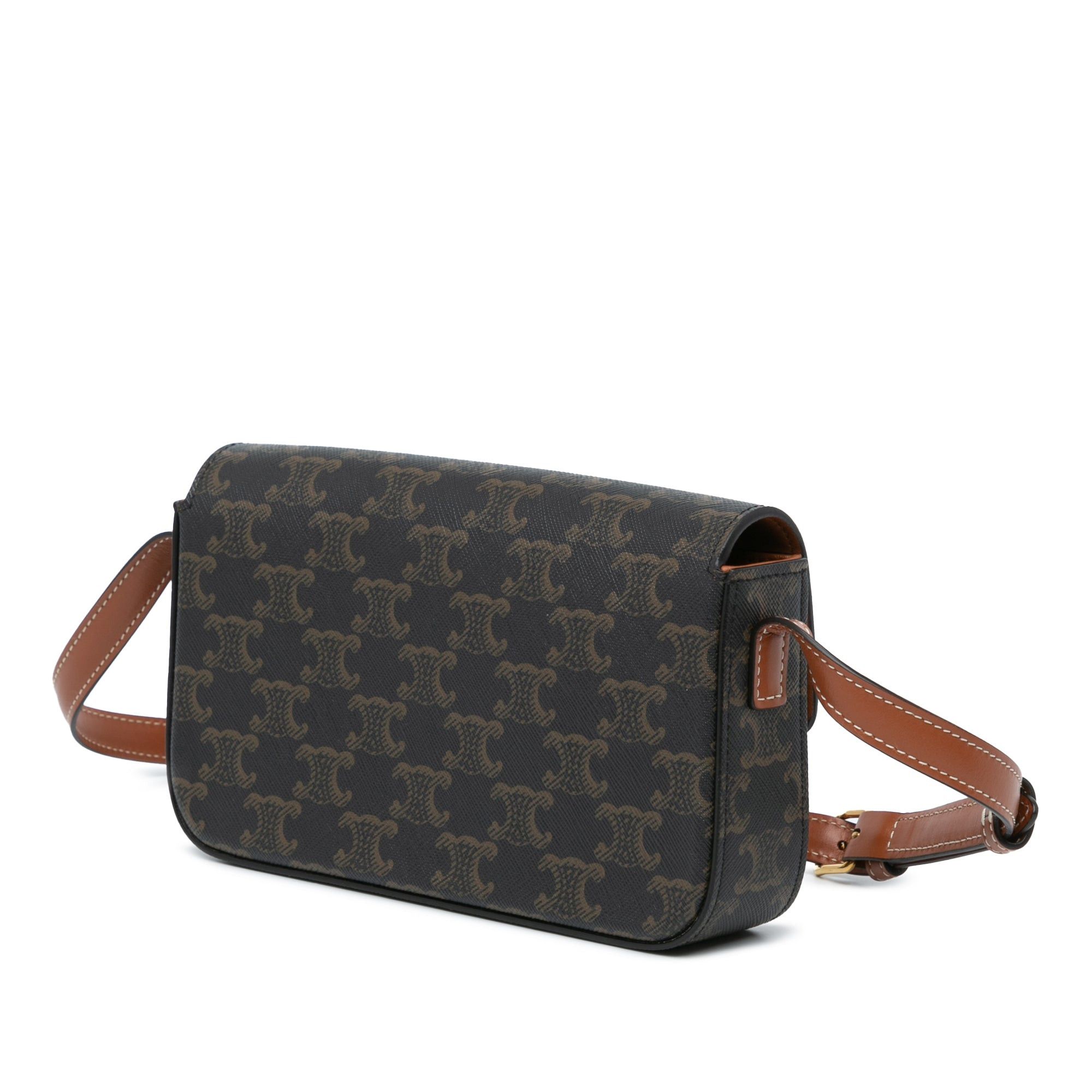 Celine Celine Triomphe Coated Canvas Claude Shoulder Bag Brown Size ONE SIZE - 2 Thumbnail