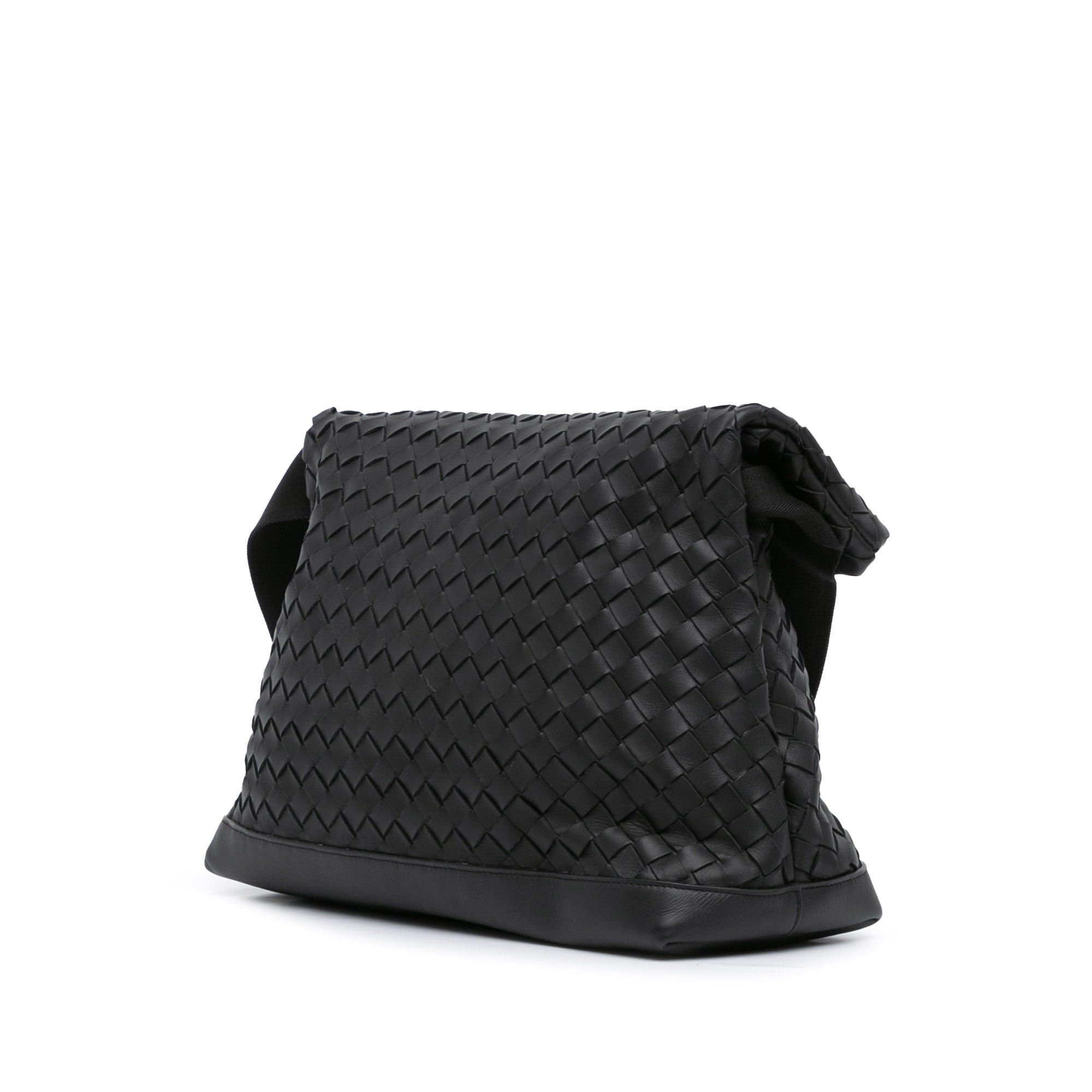 Bottega Veneta Bottega Veneta Large Nappa Intrecciato Fold Over Flap Crossbody Black Size ONE SIZE - 2 Thumbnail