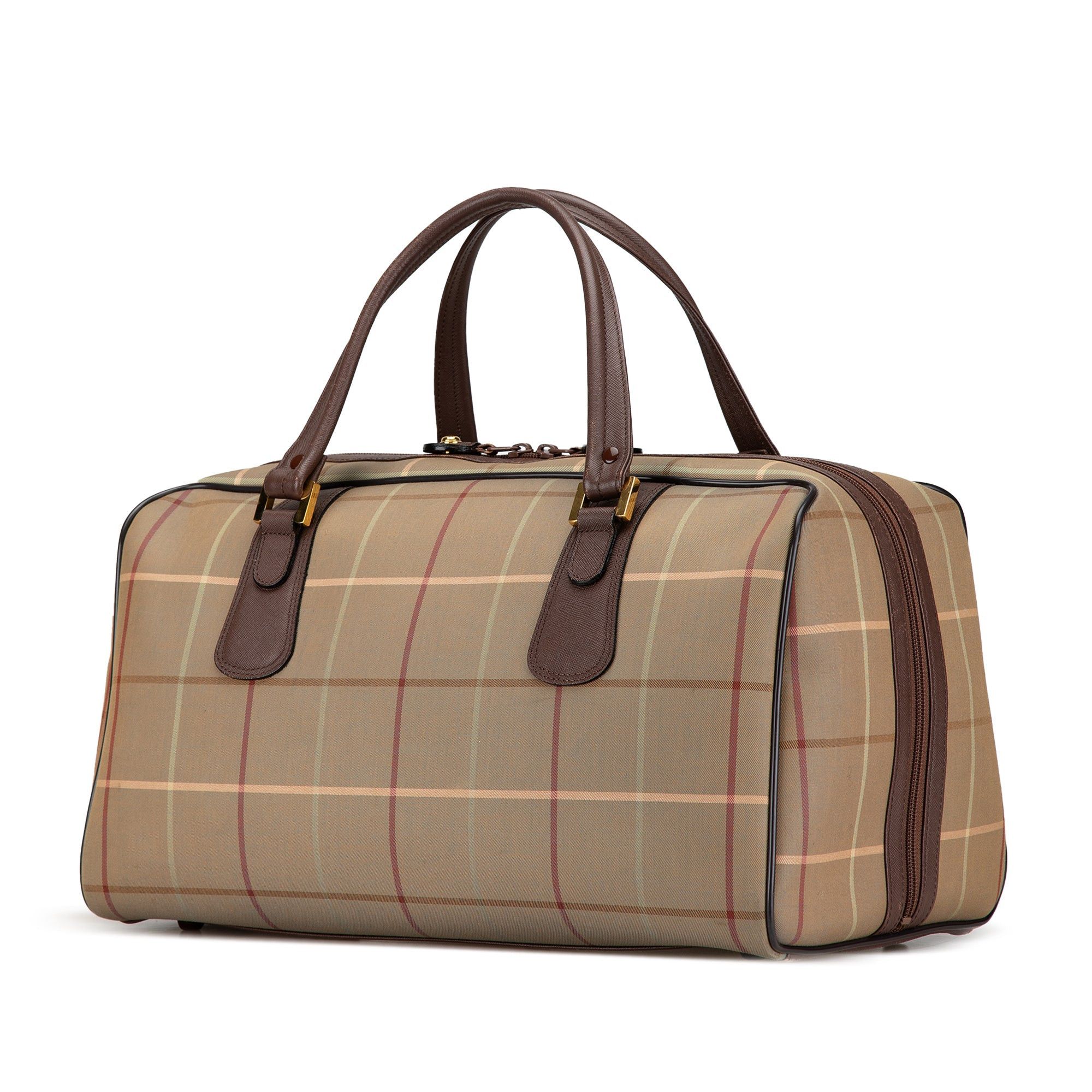 Burberry Burberry Vintage Check Canvas Boston Bag Brown Size ONE SIZE - 2 Thumbnail
