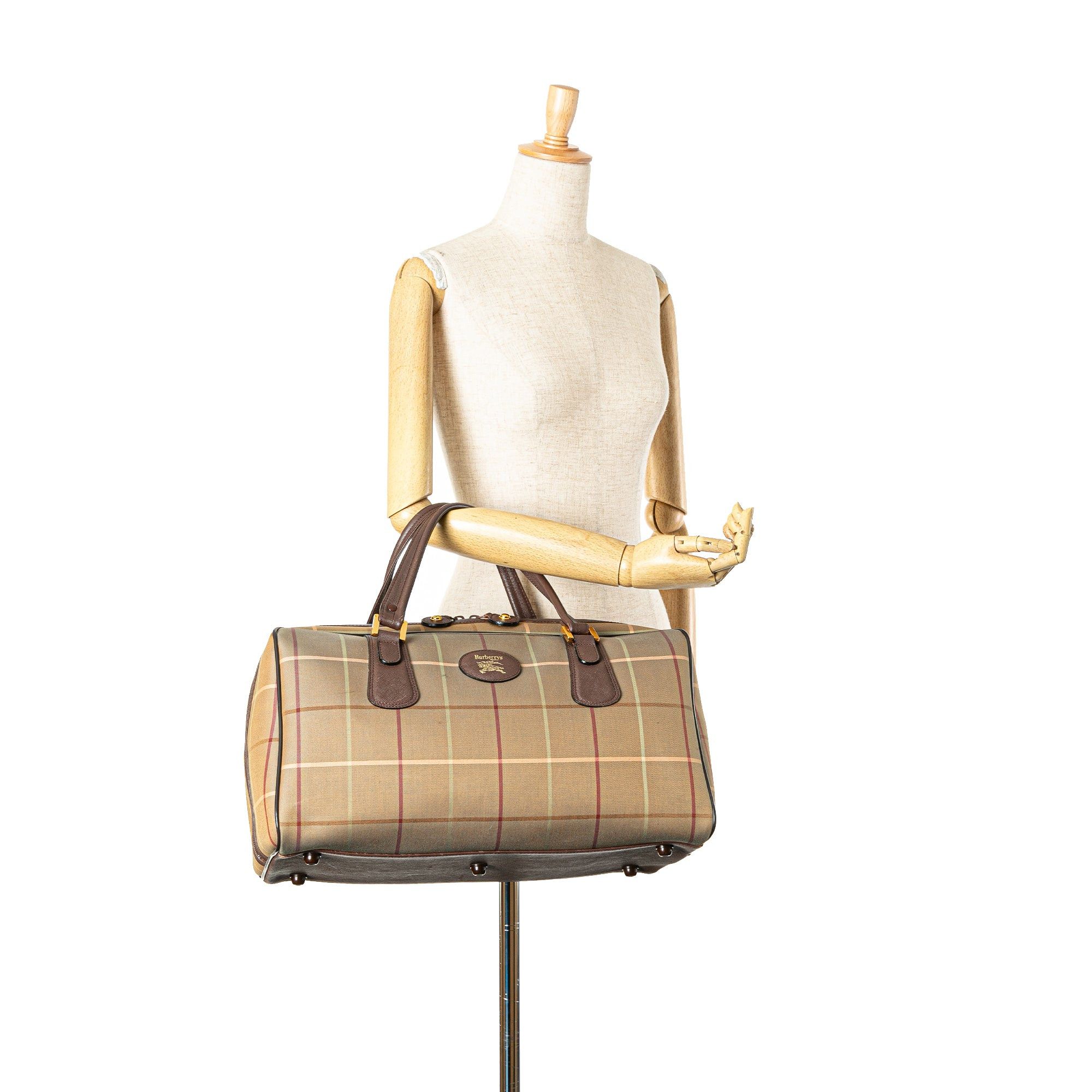 Burberry Burberry Vintage Check Canvas Boston Bag Brown Size ONE SIZE - 7 Thumbnail