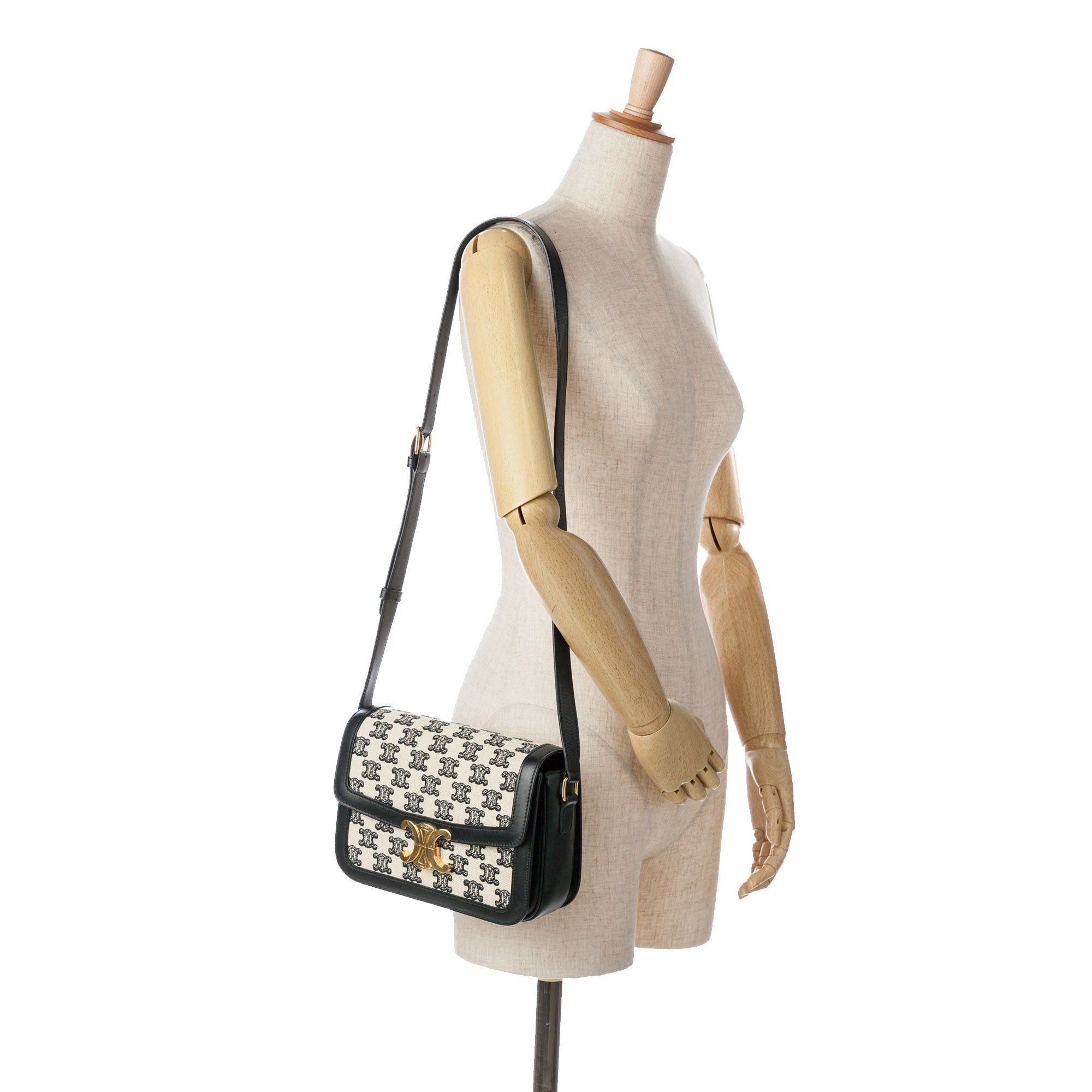 Celine Celine Embroidered Canvas Triomphe Crossbody White Size ONE SIZE - 10 Thumbnail
