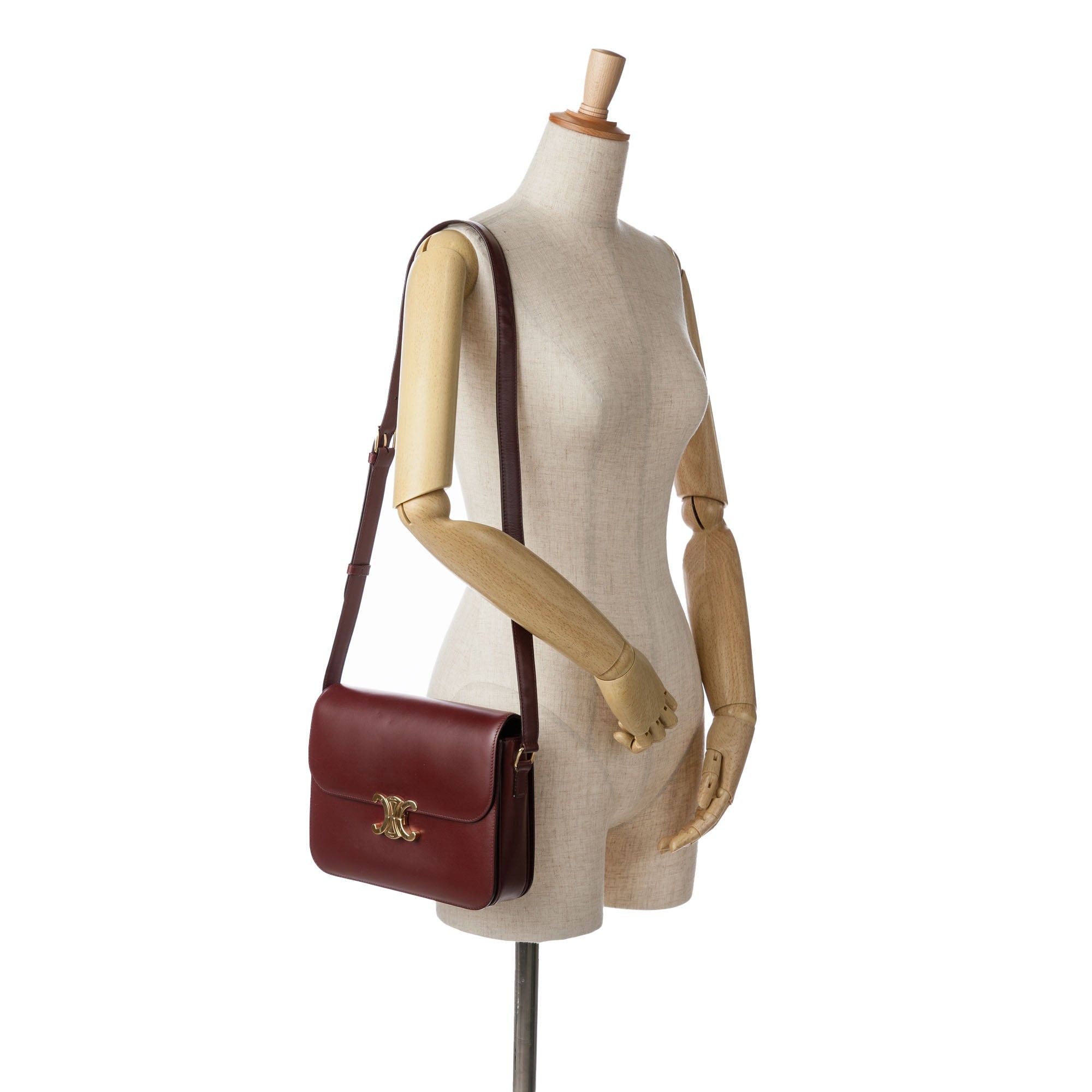 Celine Celine Large Shiny Calfskin Triomphe Crossbody Red Size ONE SIZE - 10 Thumbnail