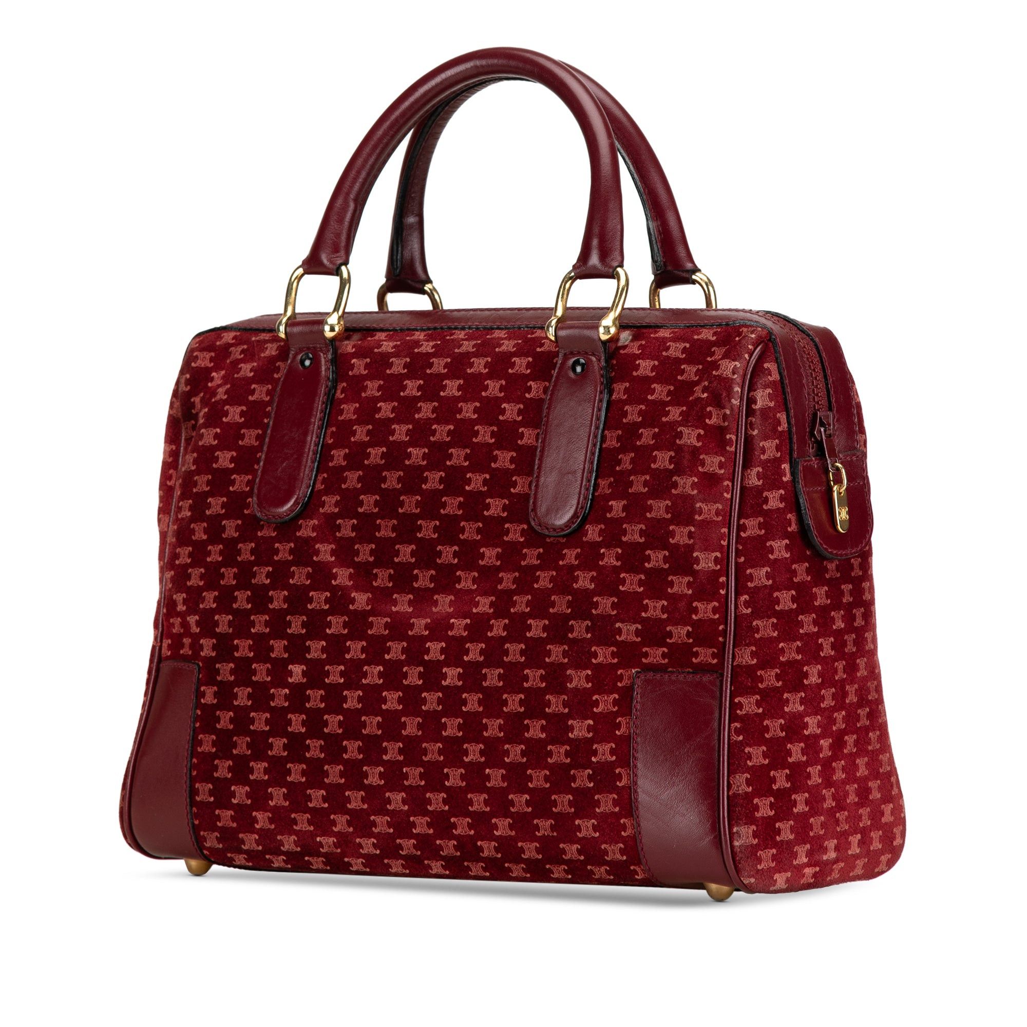 Celine Celine Macadam Suede Boston Bag Red Size ONE SIZE - 2 Thumbnail