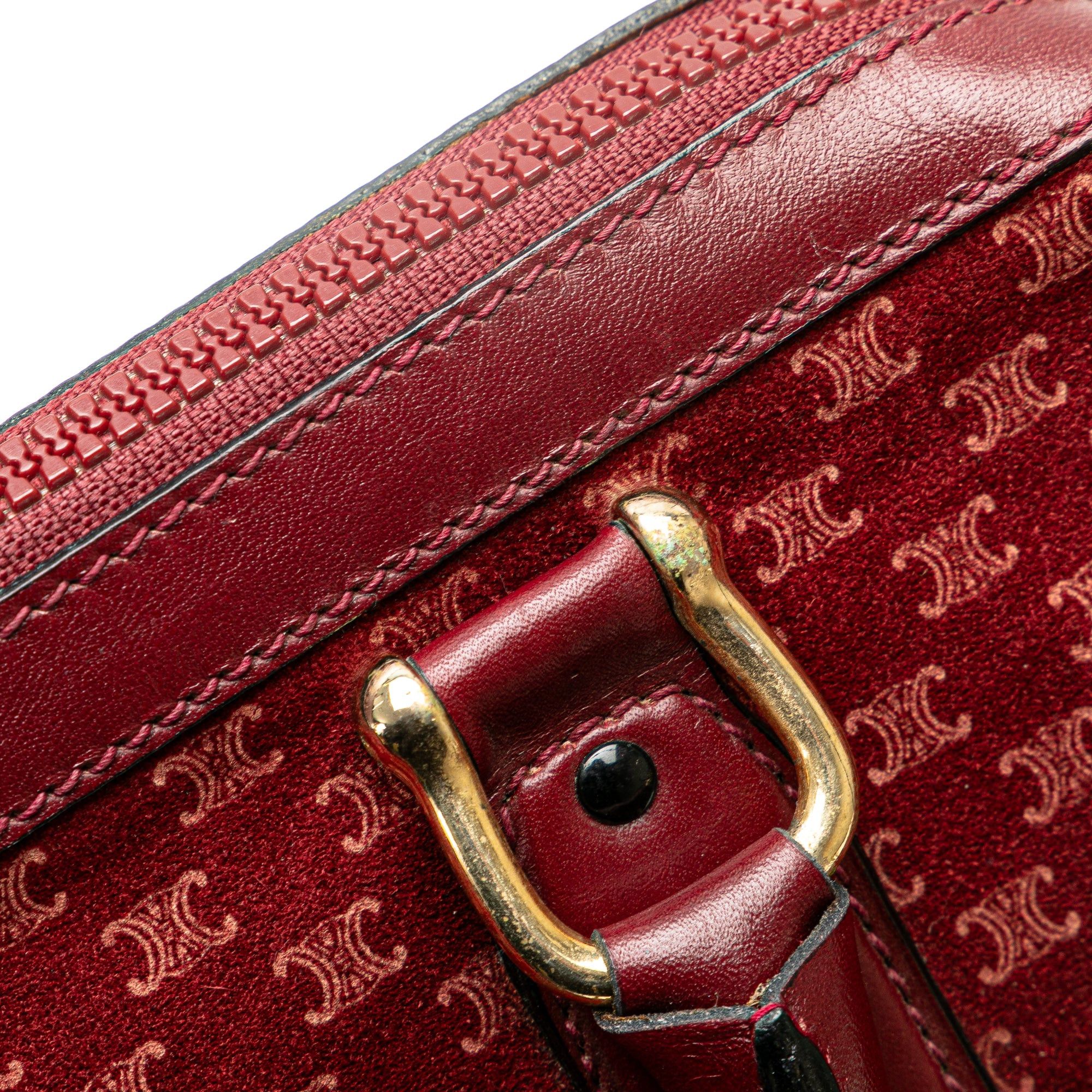 Celine Celine Macadam Suede Boston Bag Red Size ONE SIZE - 7 Thumbnail