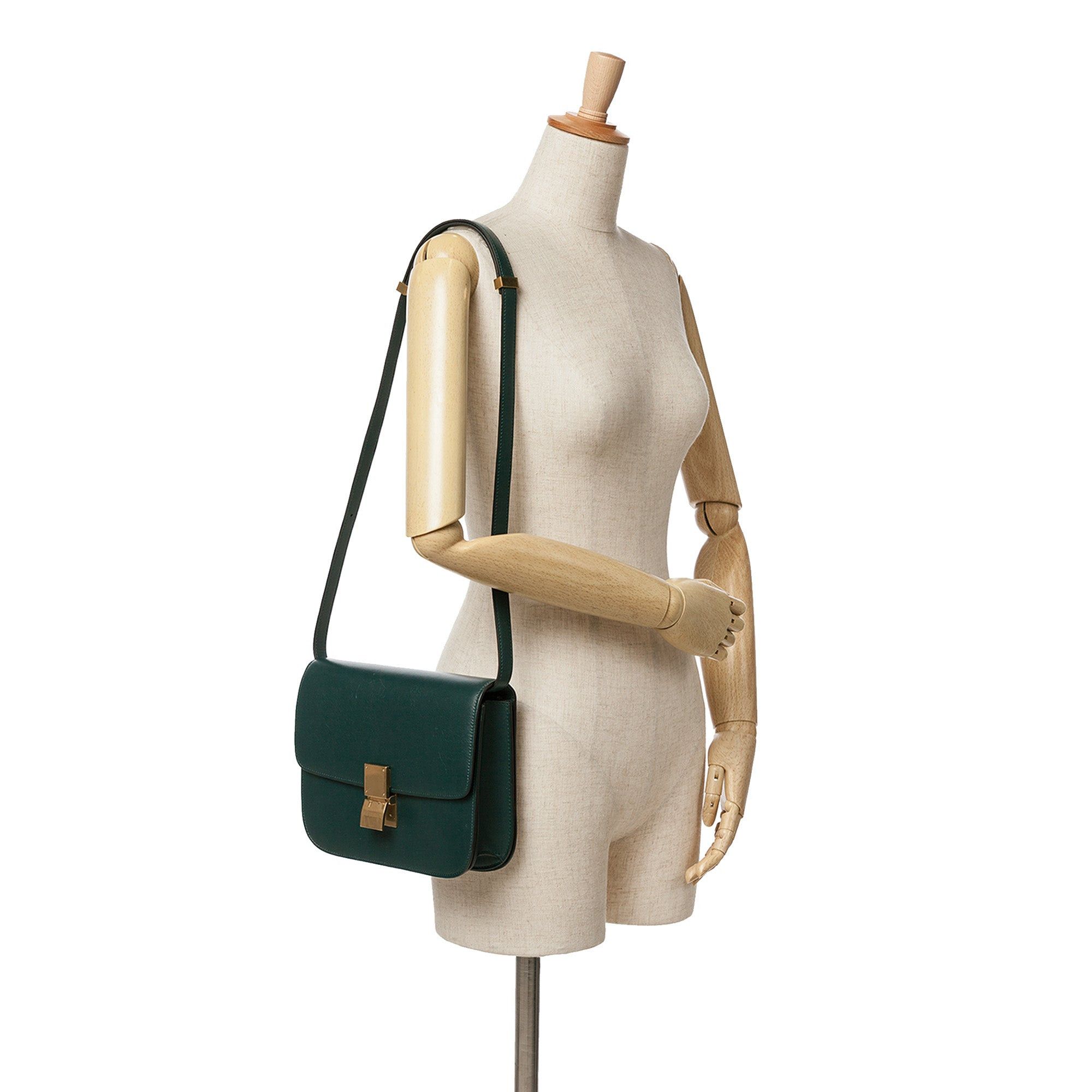 Celine Celine Medium Calfskin Classic Box Green Size ONE SIZE - 10 Thumbnail