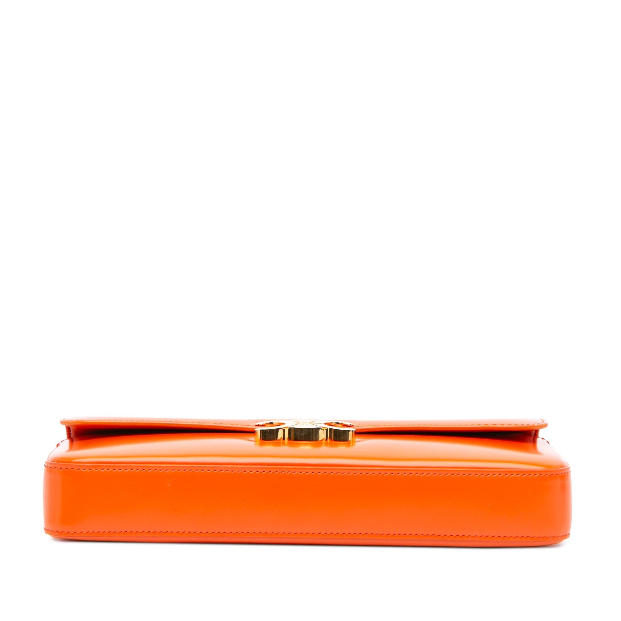Celine Celine Triomphe Calfskin Leather Chain Shoulder Bag Orange Size ONE SIZE - 3 Thumbnail