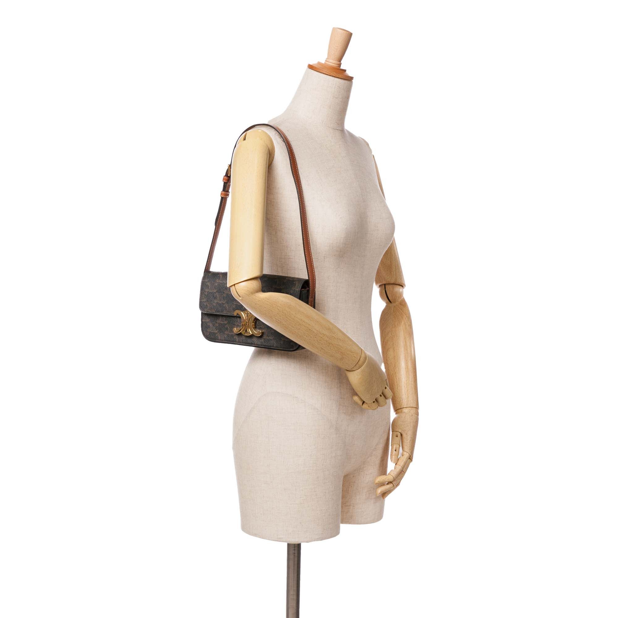 Celine Celine Triomphe Coated Canvas Claude Shoulder Bag Brown Size ONE SIZE - 11 Thumbnail