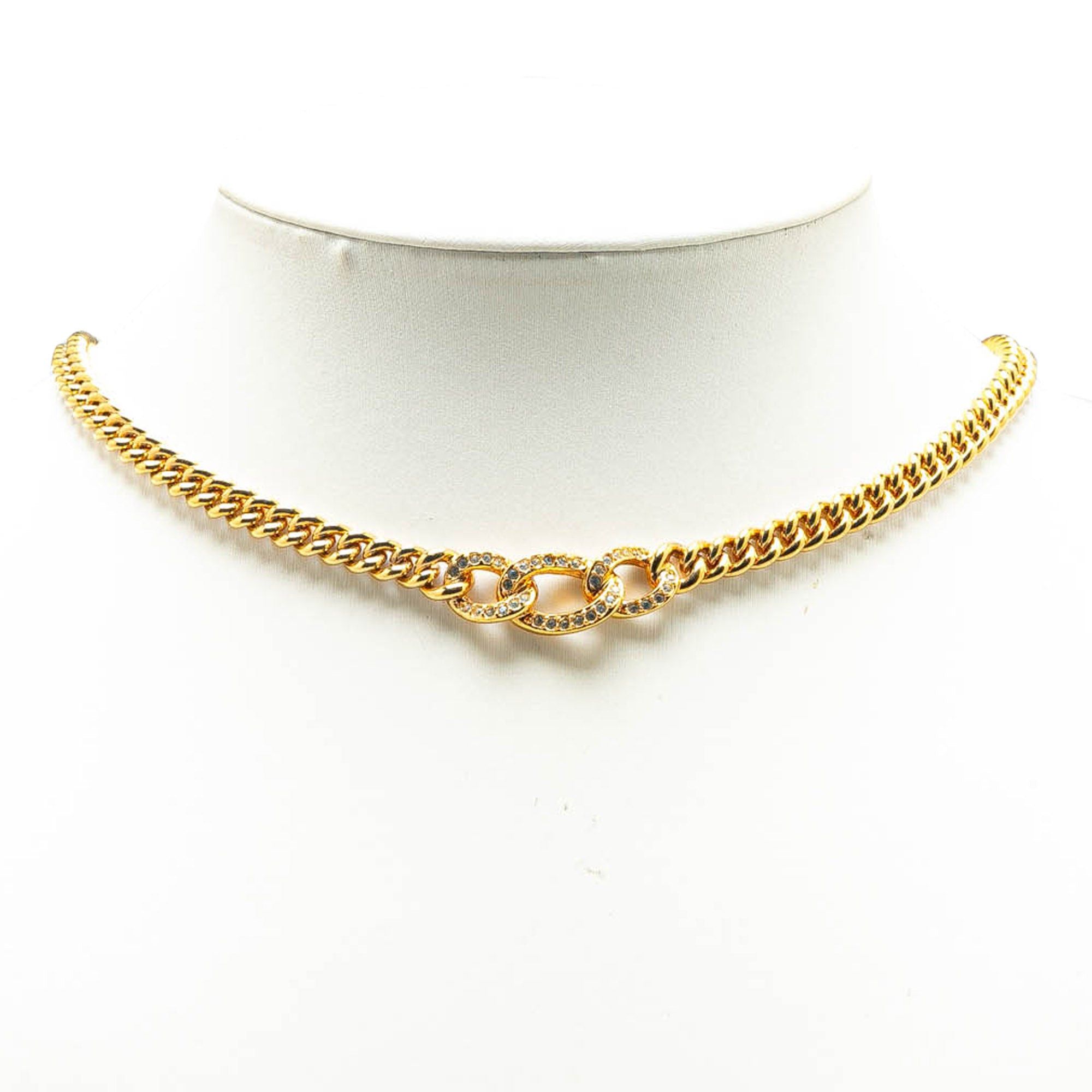 Dior Dior Gold Plated Rhinestone Necklace Gold Size ONE SIZE - 5 Thumbnail