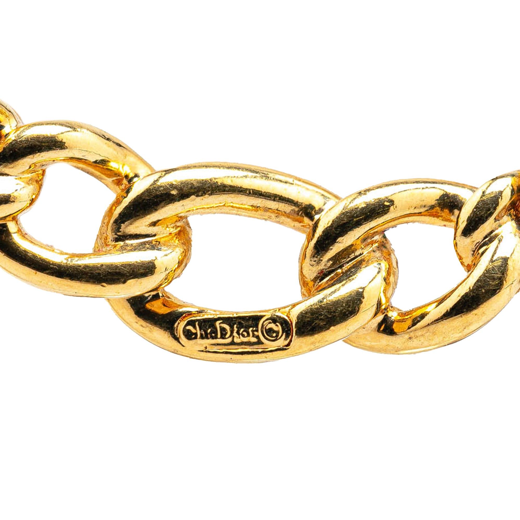 Dior Dior Gold Plated Rhinestone Necklace Gold Size ONE SIZE - 2 Thumbnail
