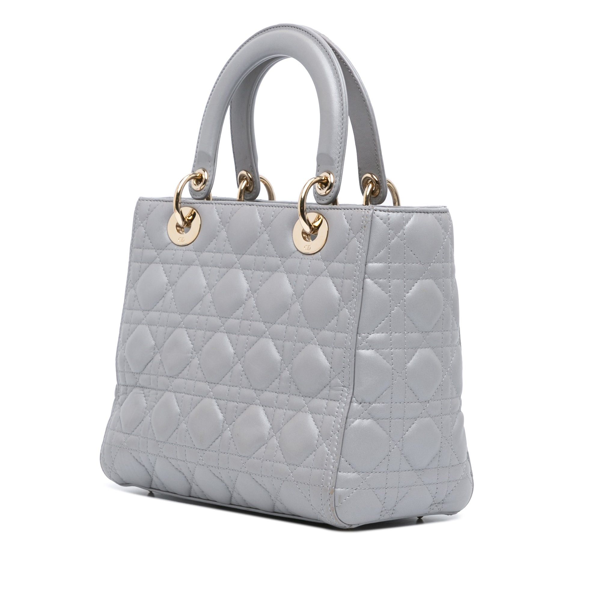 Dior Dior Medium Lambskin Cannage Lady Dior Gray Size ONE SIZE - 2 Thumbnail