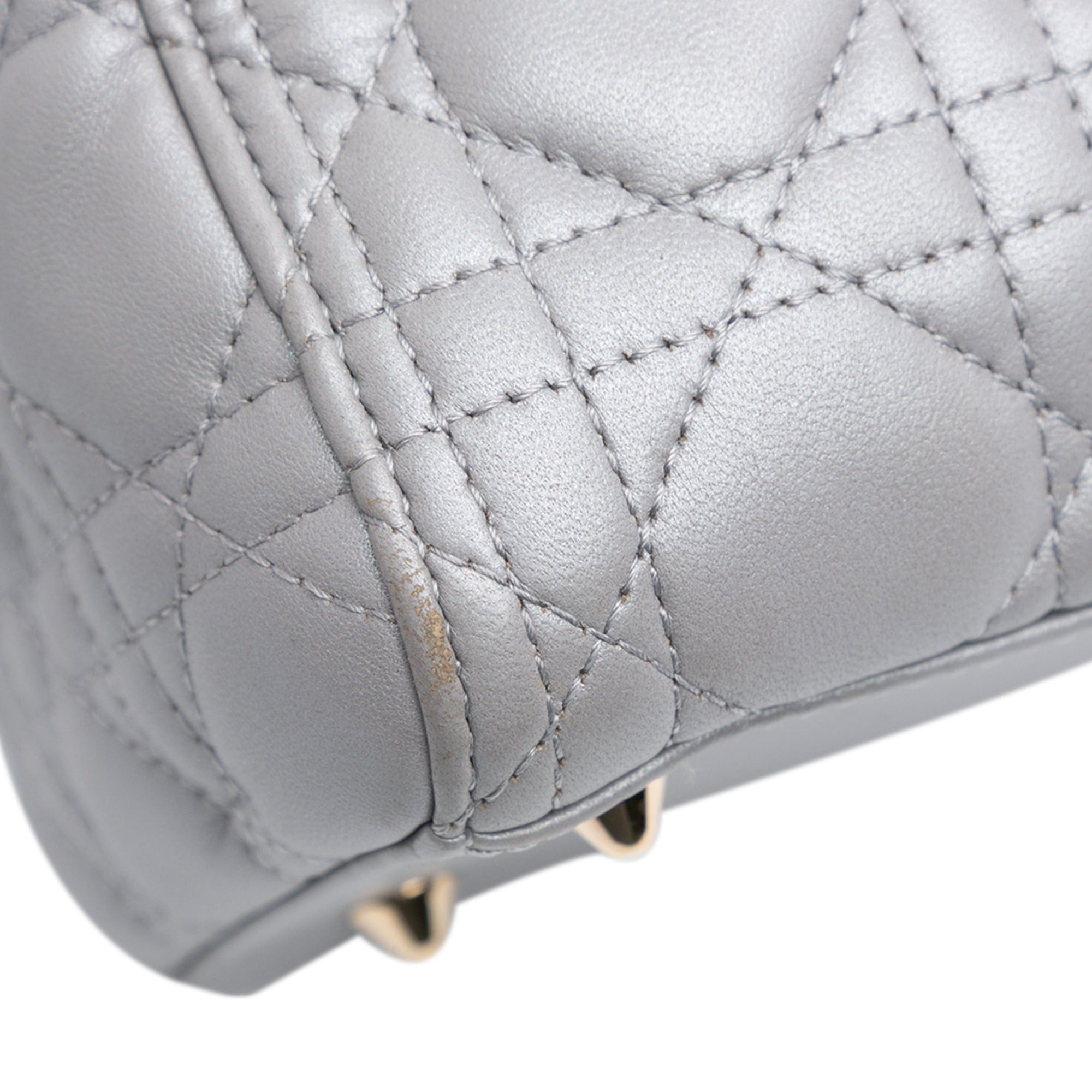 Dior Dior Medium Lambskin Cannage Lady Dior Gray Size ONE SIZE - 8 Thumbnail