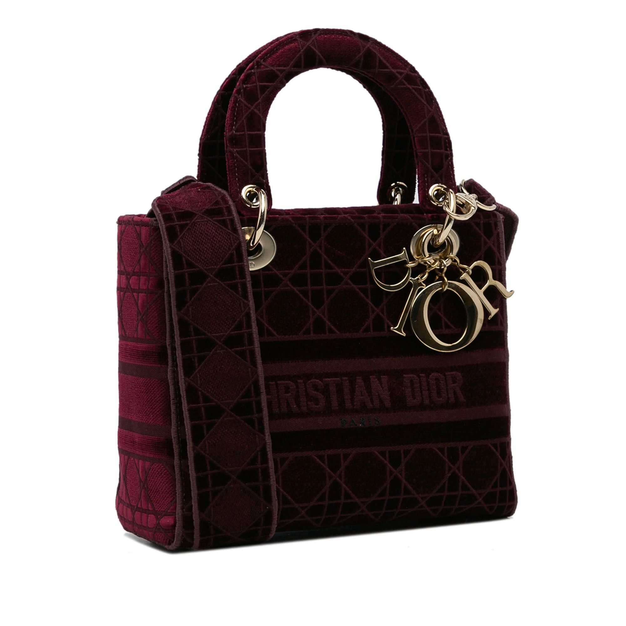 Dior Dior Medium Velvet Cannage Lady D Lite Red Size ONE SIZE - 2 Thumbnail