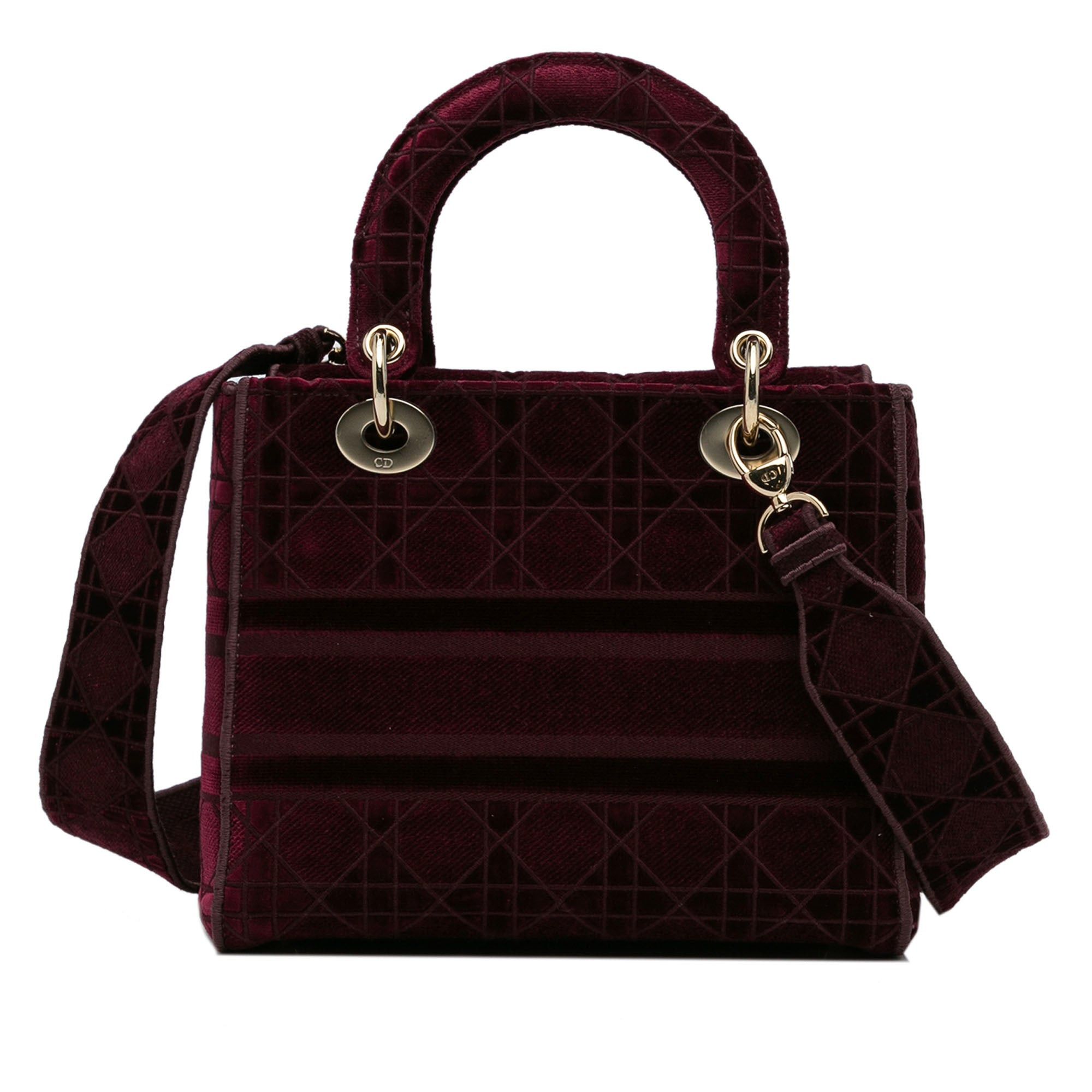 Dior Dior Medium Velvet Cannage Lady D Lite Red Size ONE SIZE - 3 Thumbnail