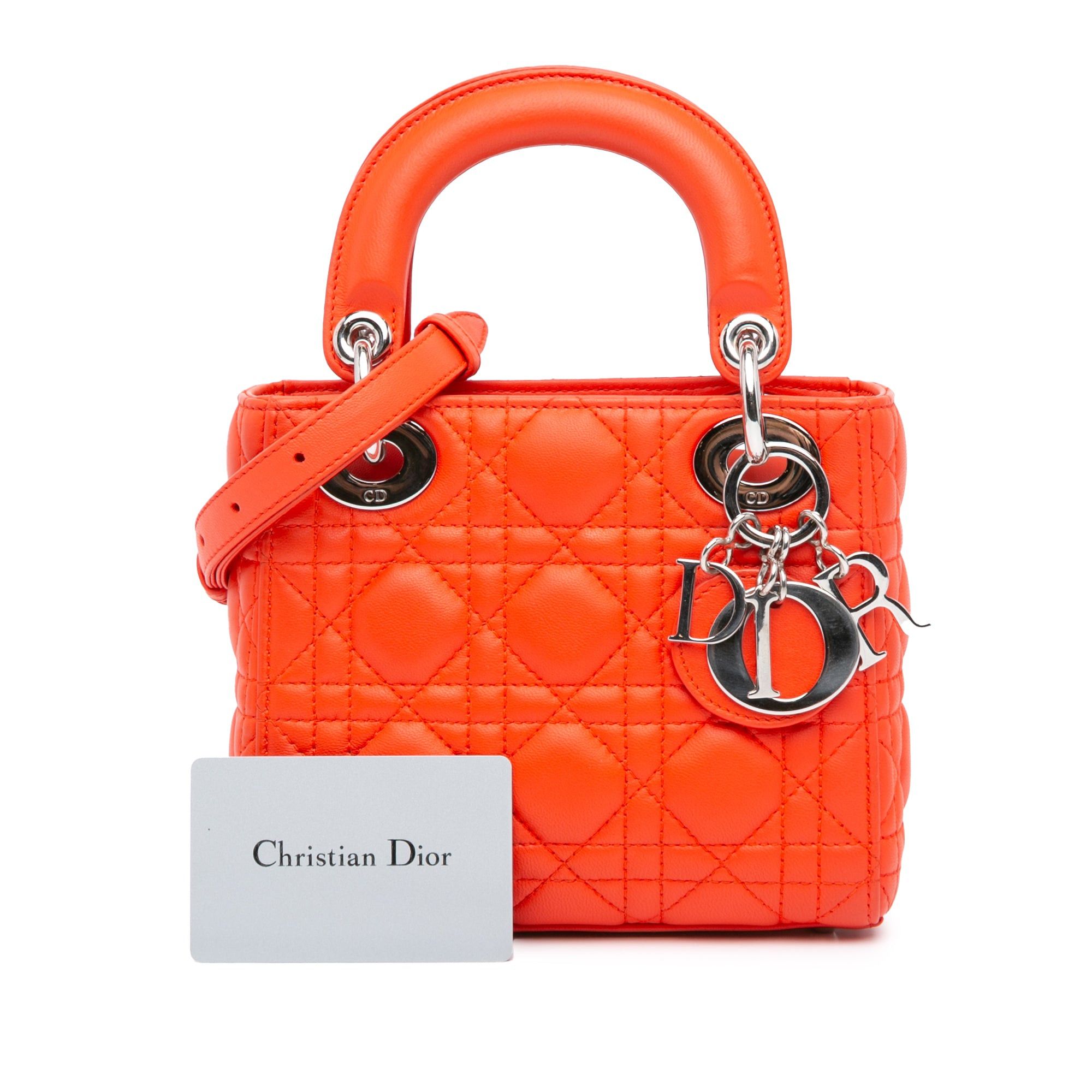 Dior Dior Mini Lambskin Cannage Lady Dior Orange Size ONE SIZE - 12 Thumbnail