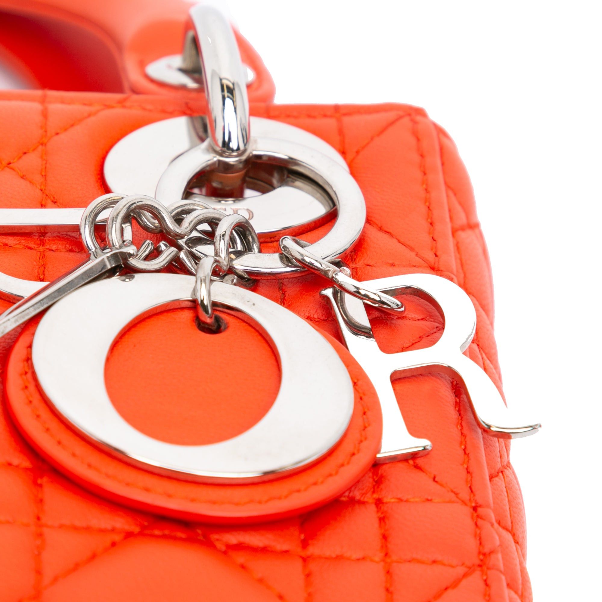 Dior Dior Mini Lambskin Cannage Lady Dior Orange Size ONE SIZE - 9 Thumbnail