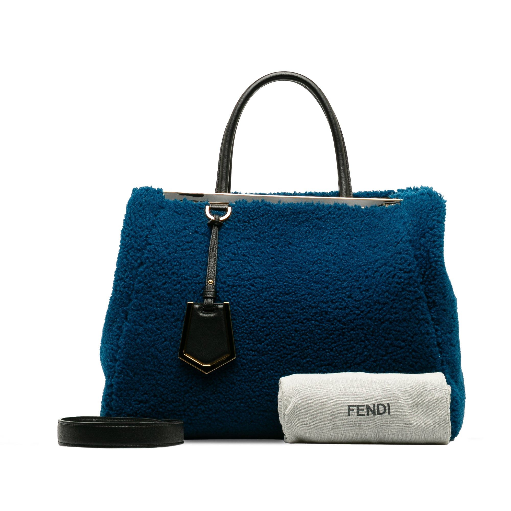 Fendi Fendi Medium Shearling 2Jours Blue Size ONE SIZE - 17 Thumbnail