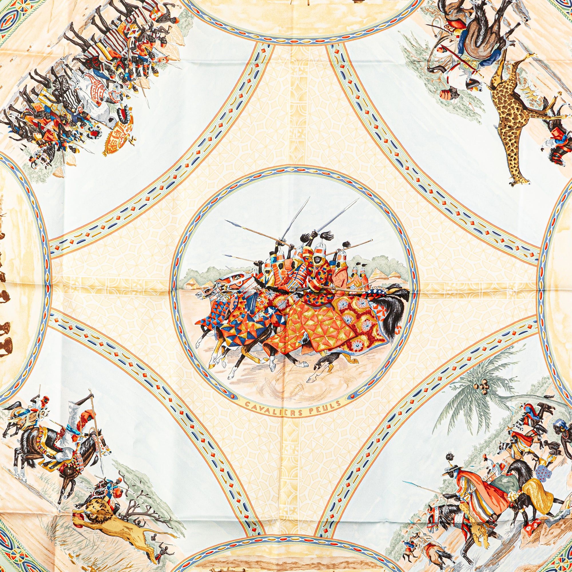 Hermes Hermès Cavaliers Peuls Silk Scarf Brown Size ONE SIZE - 4 Thumbnail