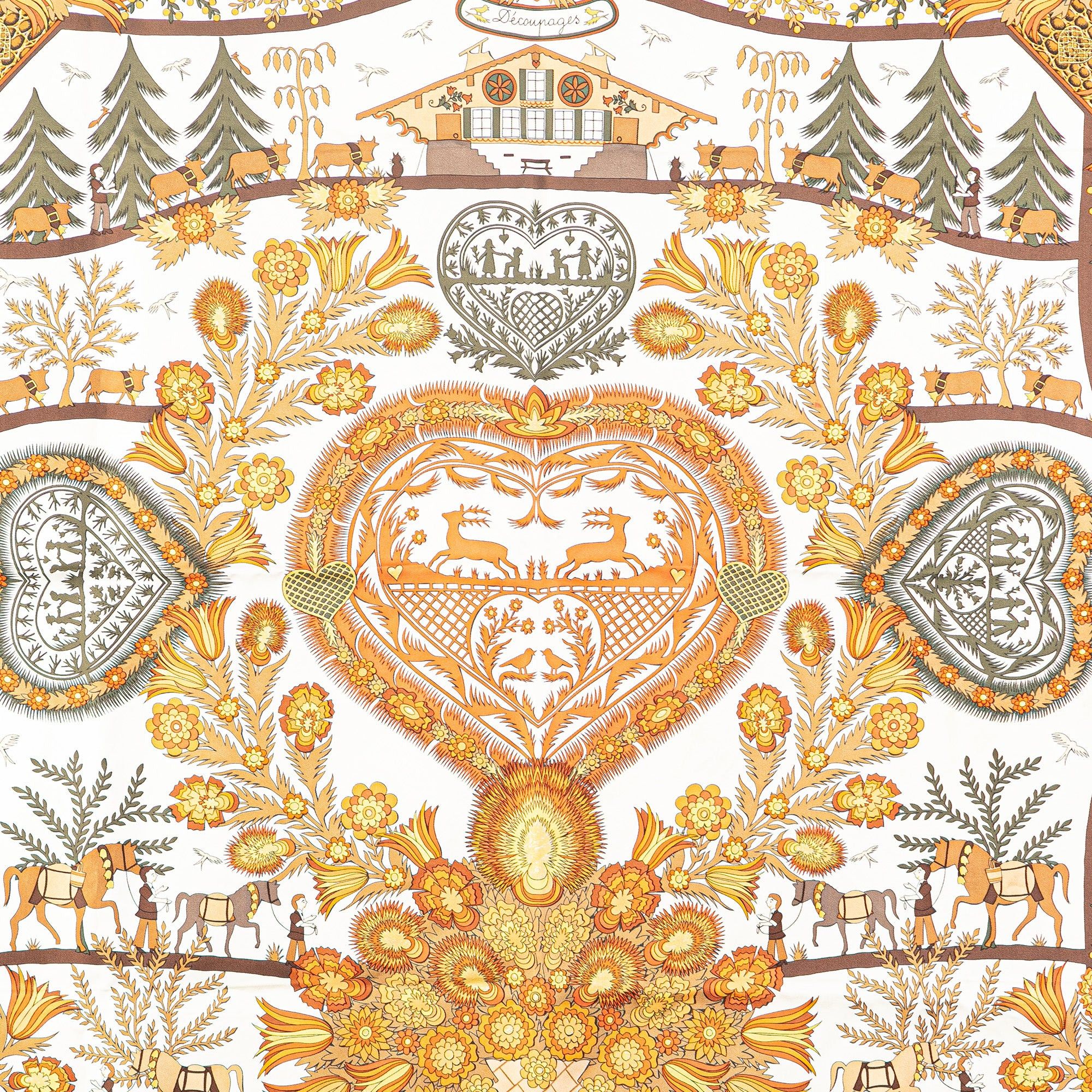 Hermes Hermès Decoupages Silk Scarf Yellow Size ONE SIZE - 2 Thumbnail