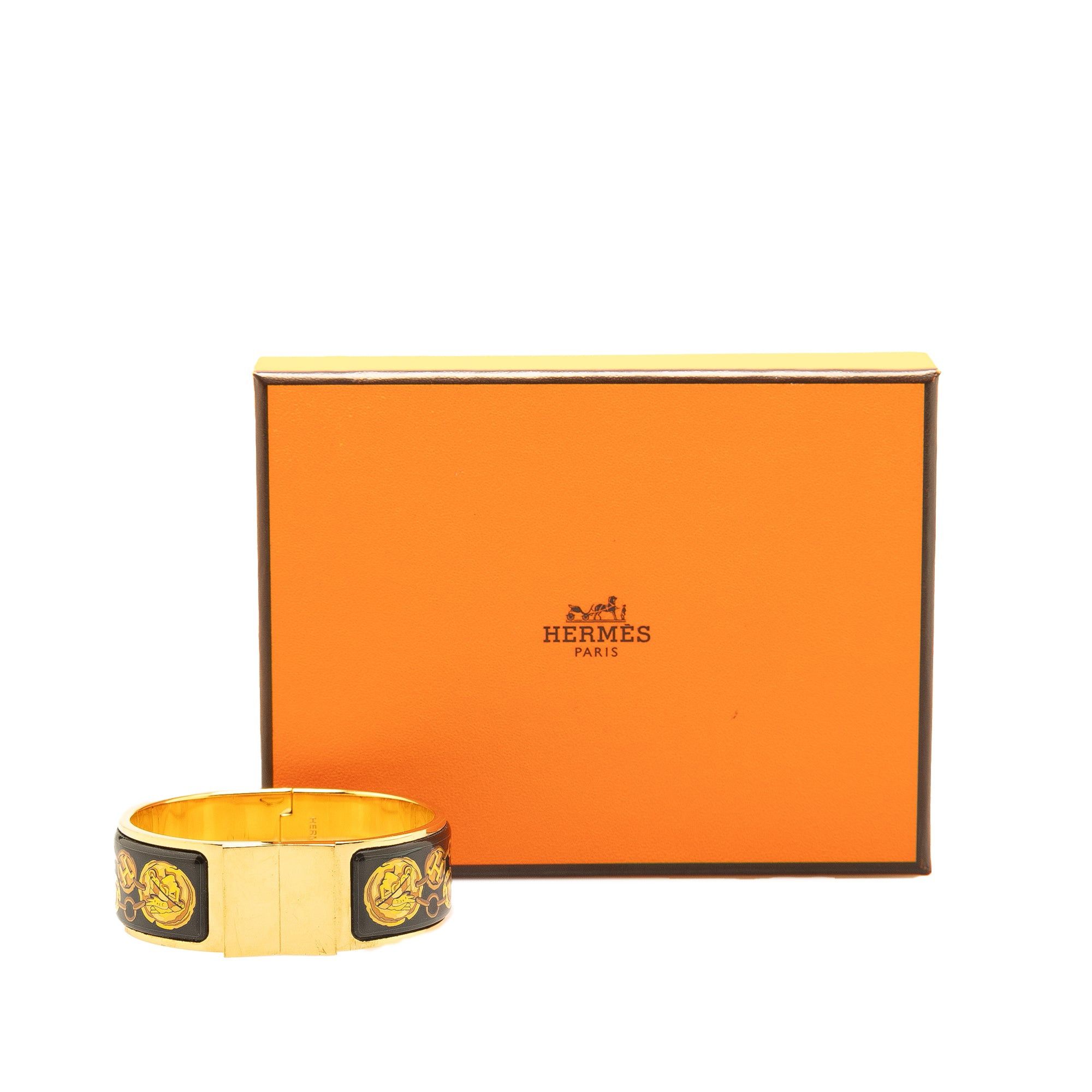 Hermes Hermès Wide Enamel Locquet Cheval Et Harnais Hinge Bracelet Gold Size ONE SIZE - 5 Thumbnail