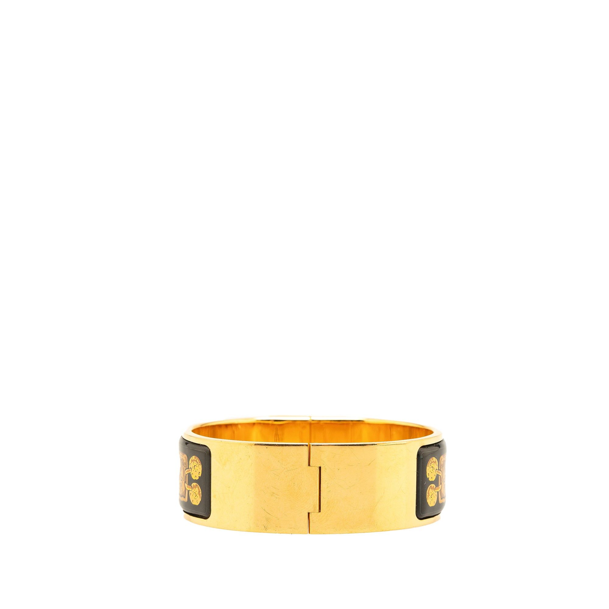 Hermes Hermès Wide Enamel Locquet Cheval Et Harnais Hinge Bracelet Gold Size ONE SIZE - 3 Thumbnail