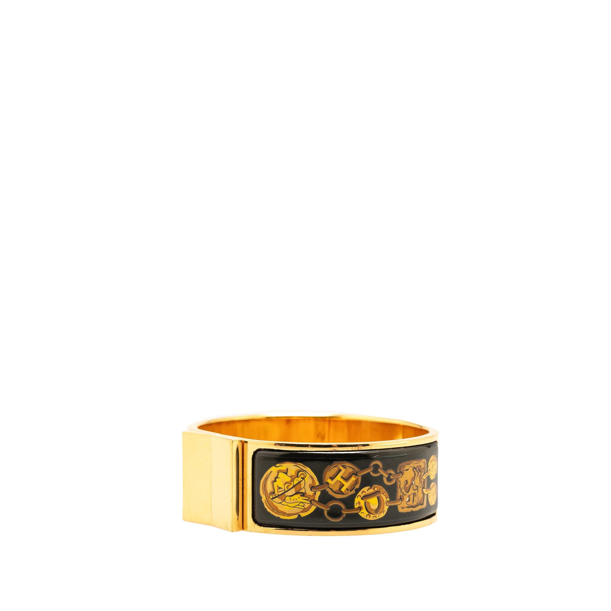 Hermes Hermès Wide Enamel Locquet Cheval Et Harnais Hinge Bracelet Gold Size ONE SIZE - 2 Thumbnail