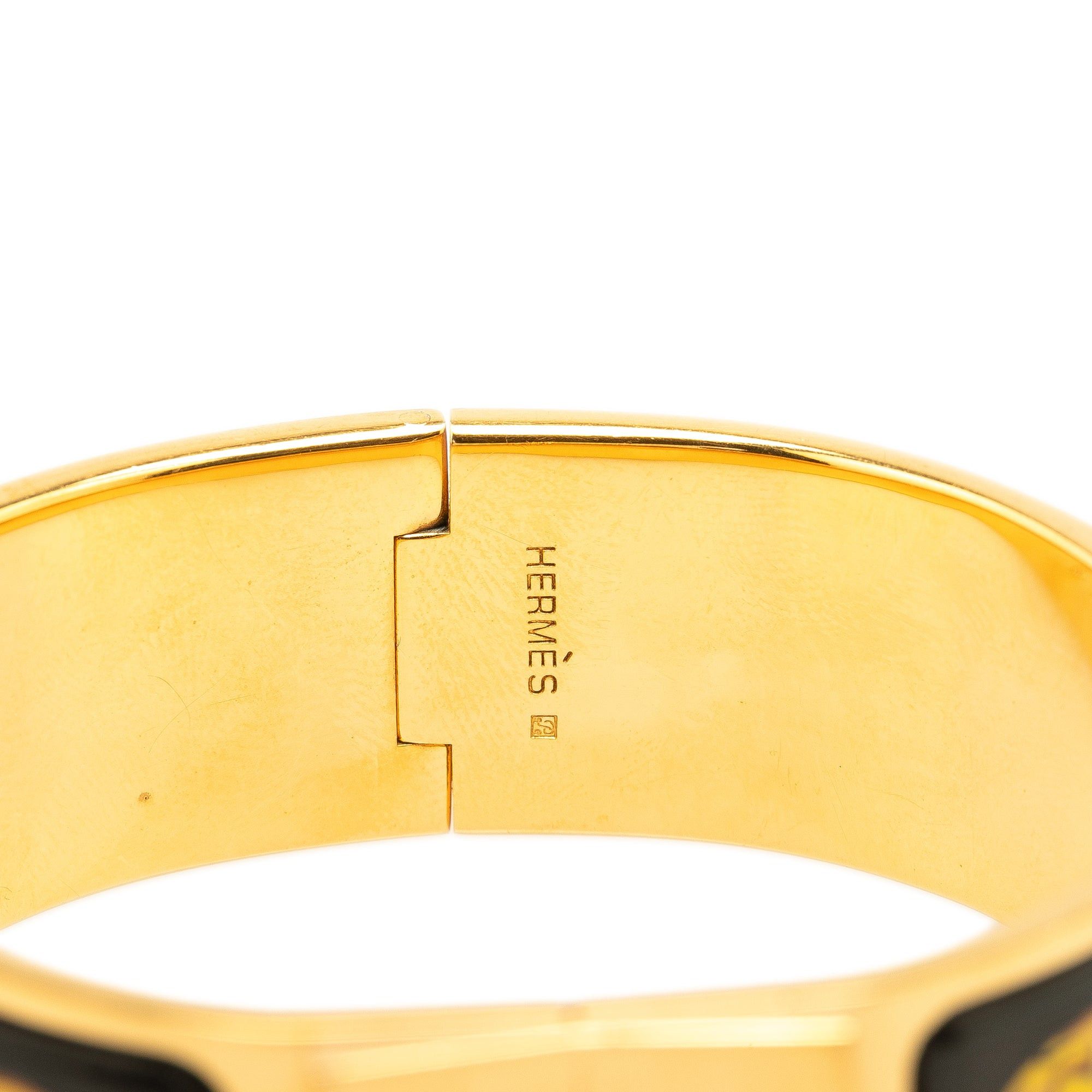 Hermes Hermès Wide Enamel Locquet Cheval Et Harnais Hinge Bracelet Gold Size ONE SIZE - 4 Thumbnail