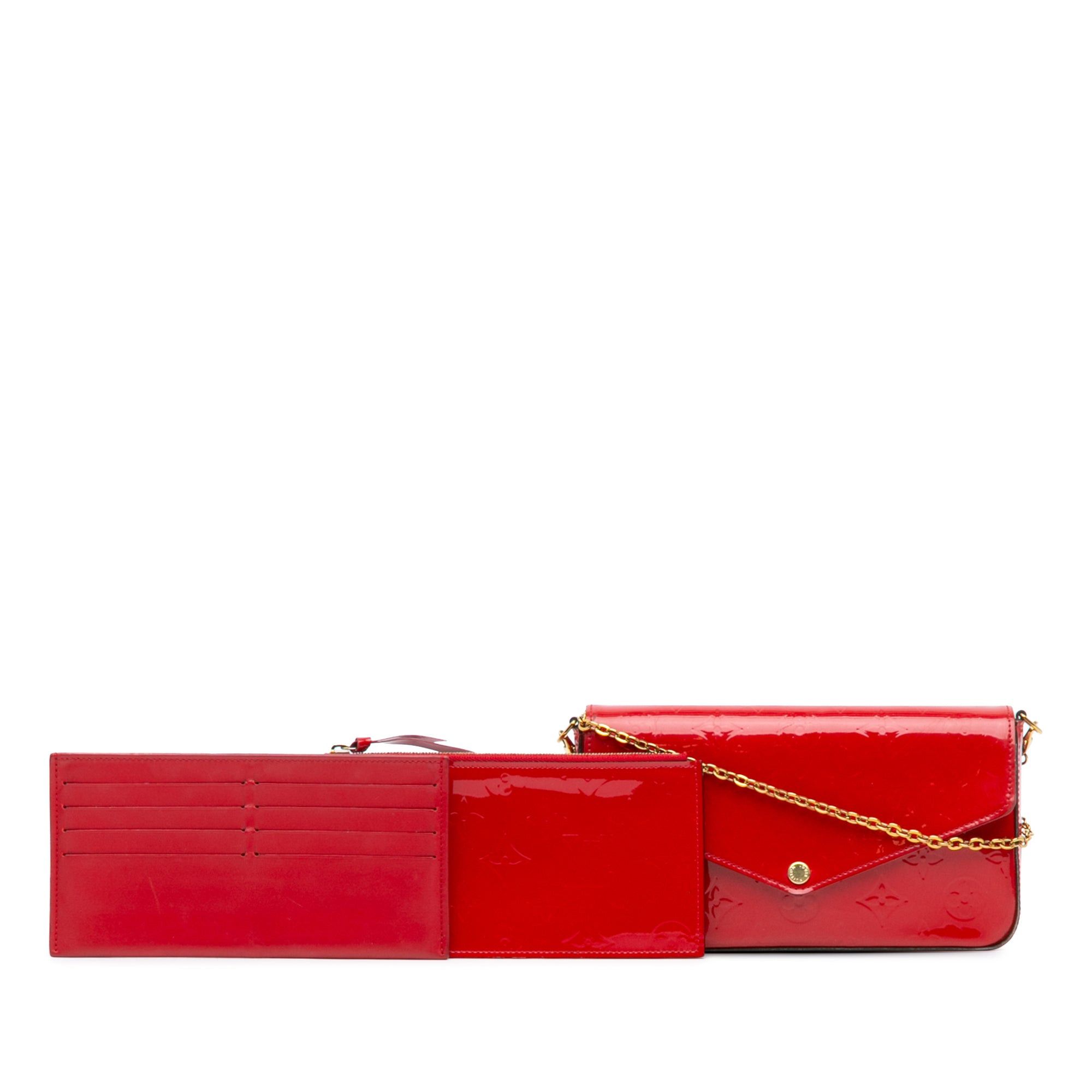 Louis Vuitton Louis Vuitton Monogram Vernis Pochette Felicie Red Size ONE SIZE - 9 Thumbnail