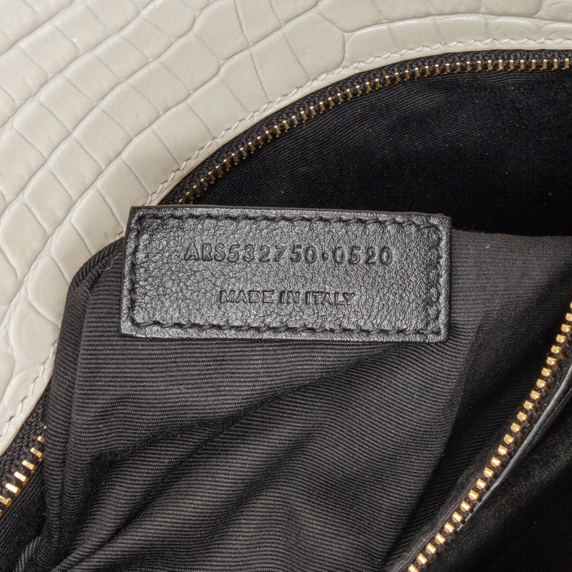 Saint Laurent Paris Saint Laurent Croc Embossed Leather Monogram Cassandra Clasp Bag White Size ONE SIZE - 6 Thumbnail